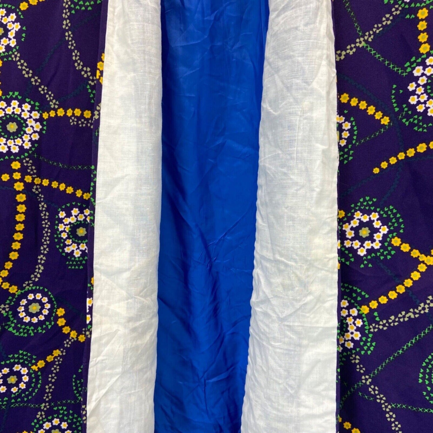 Vintage 70s 80s Purple Yellow Geometric Floral Komon Haori Kimono 16 18 L