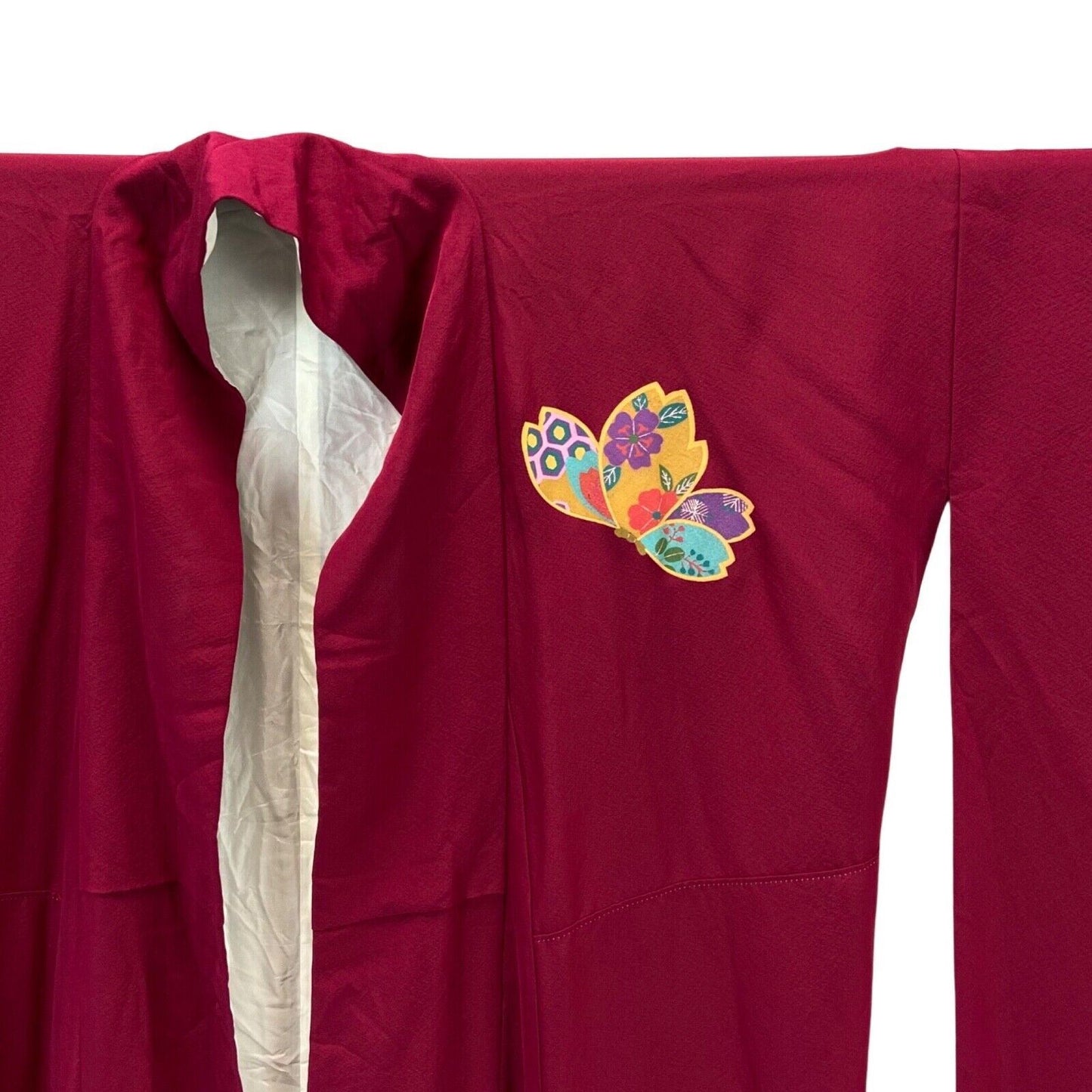 Vintage 70s 80s Burgundy Red Yellow Pattered Kimono XL
