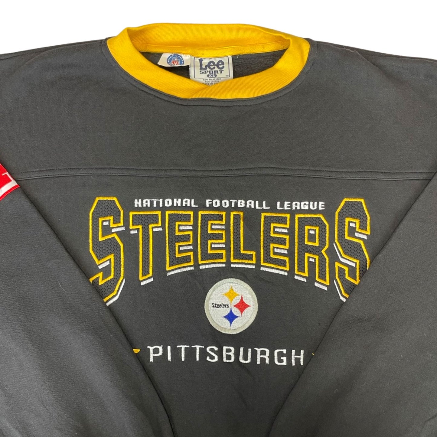 Vintage 90s 00s Black Yellow Lee Sport Steelers NFL Embroidered Sweater XXL