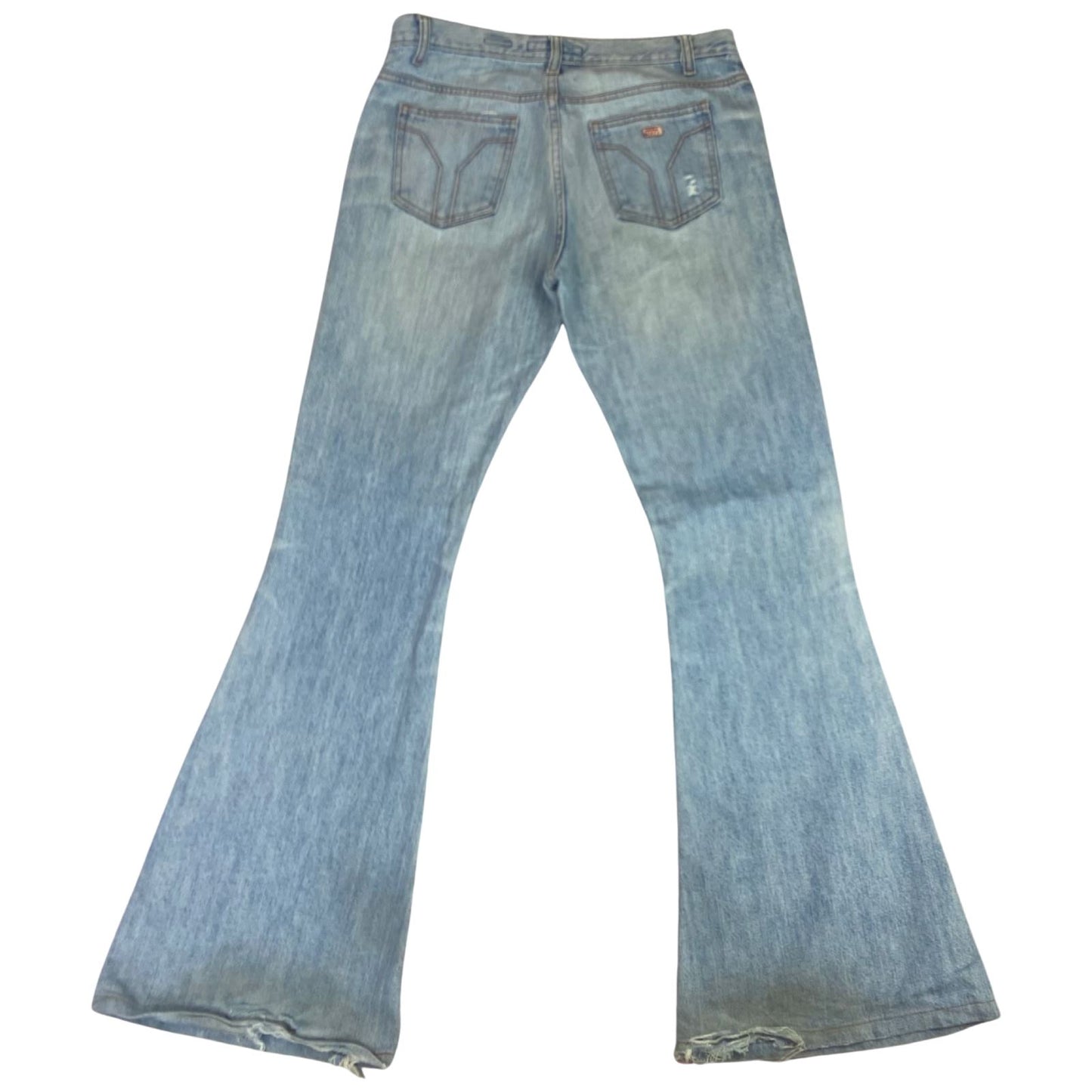 Vintage 90s Y2K Light Blue Miss Sixty Mid-Rise Bleached Flared Jeans 12 14 M
