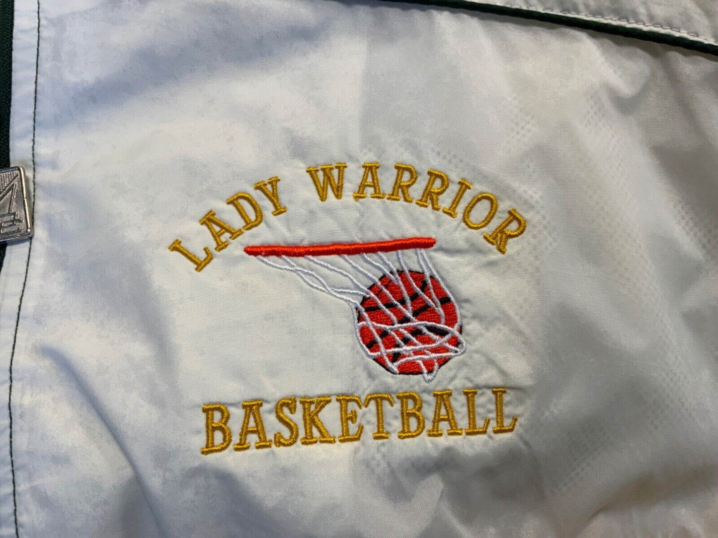 VTG 80s LADY WARRIOR BASKETBALL USA NYLON SPORTS WINDBREAKER JACKET SURFER 44” L