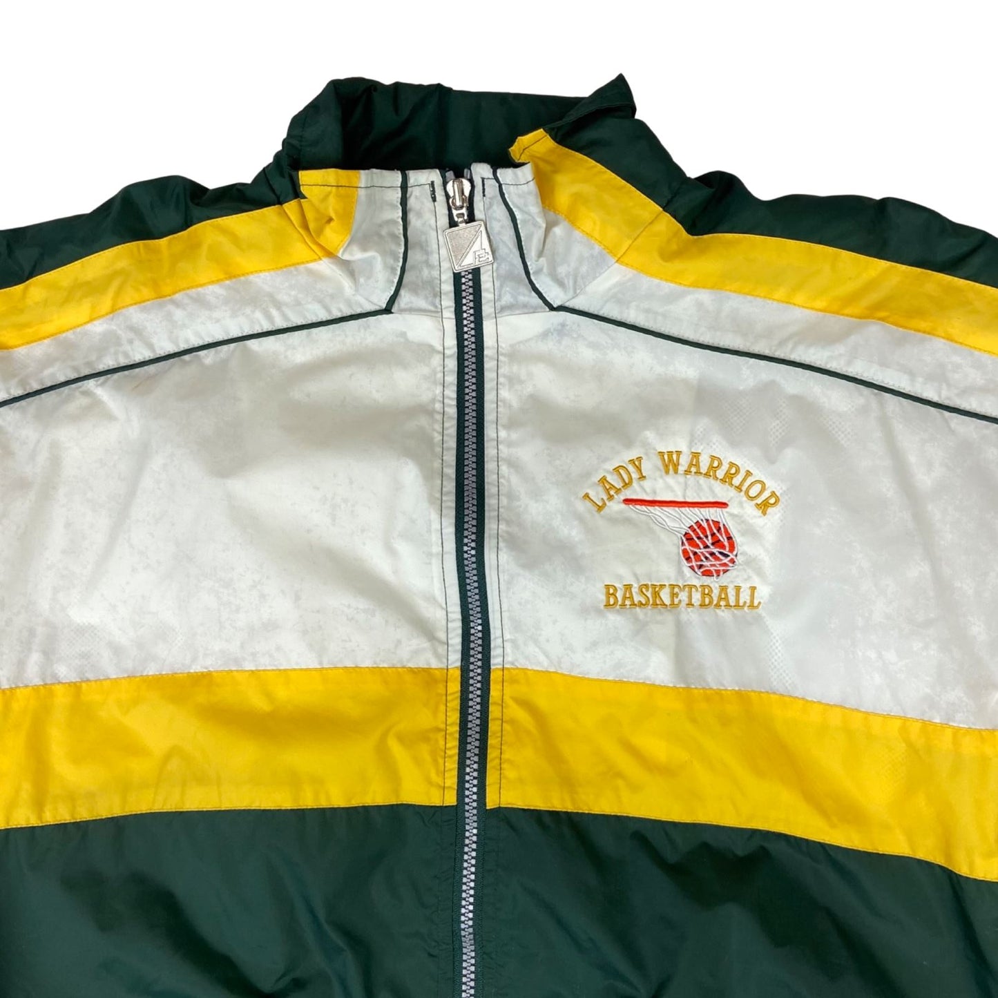 VTG 80s LADY WARRIOR BASKETBALL USA NYLON SPORTS WINDBREAKER JACKET SURFER 44” L