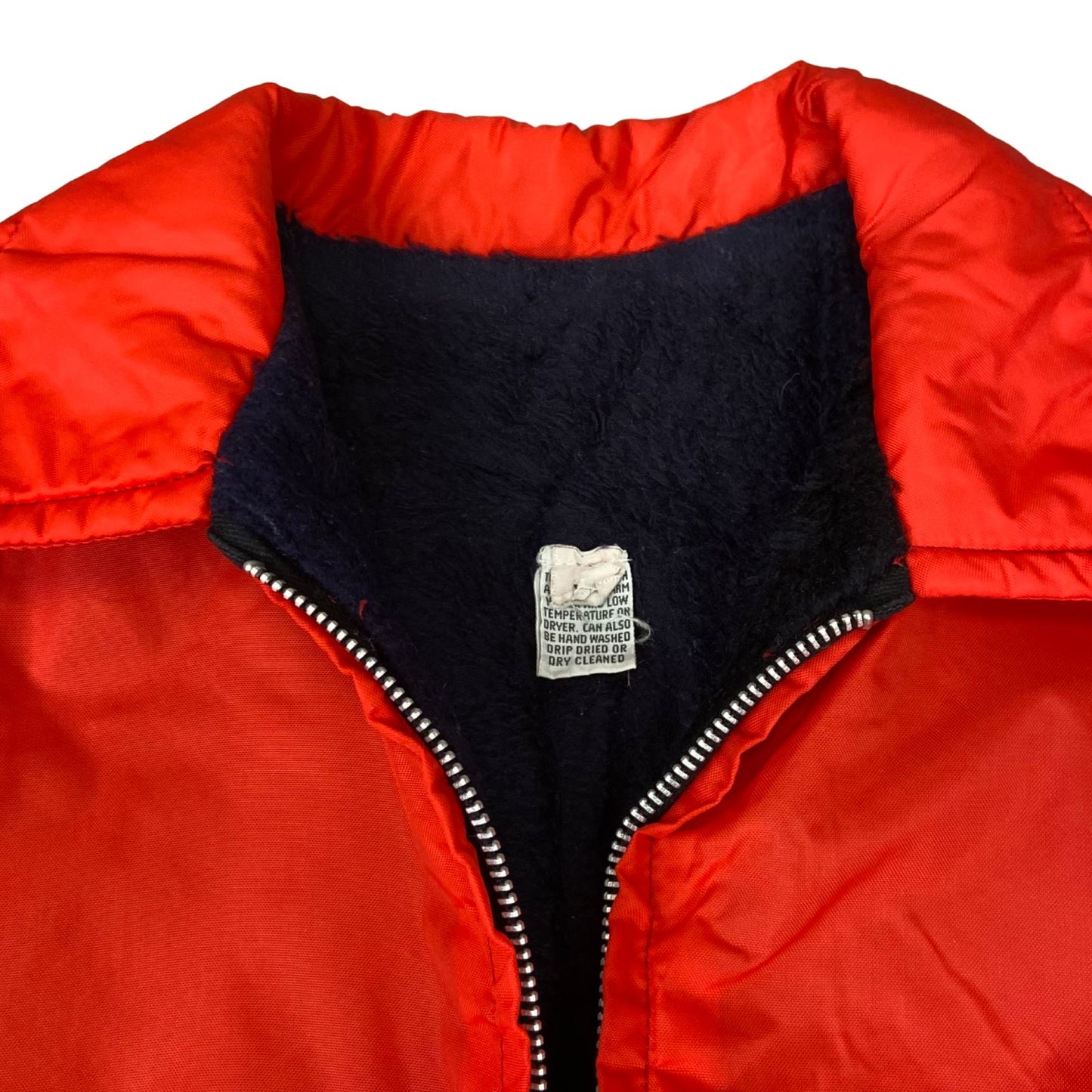 VTG 1970s USA FURRY LINED NYLON ZIP SURFER JACKET WINDBREAKER BOMBER SURF 38” S