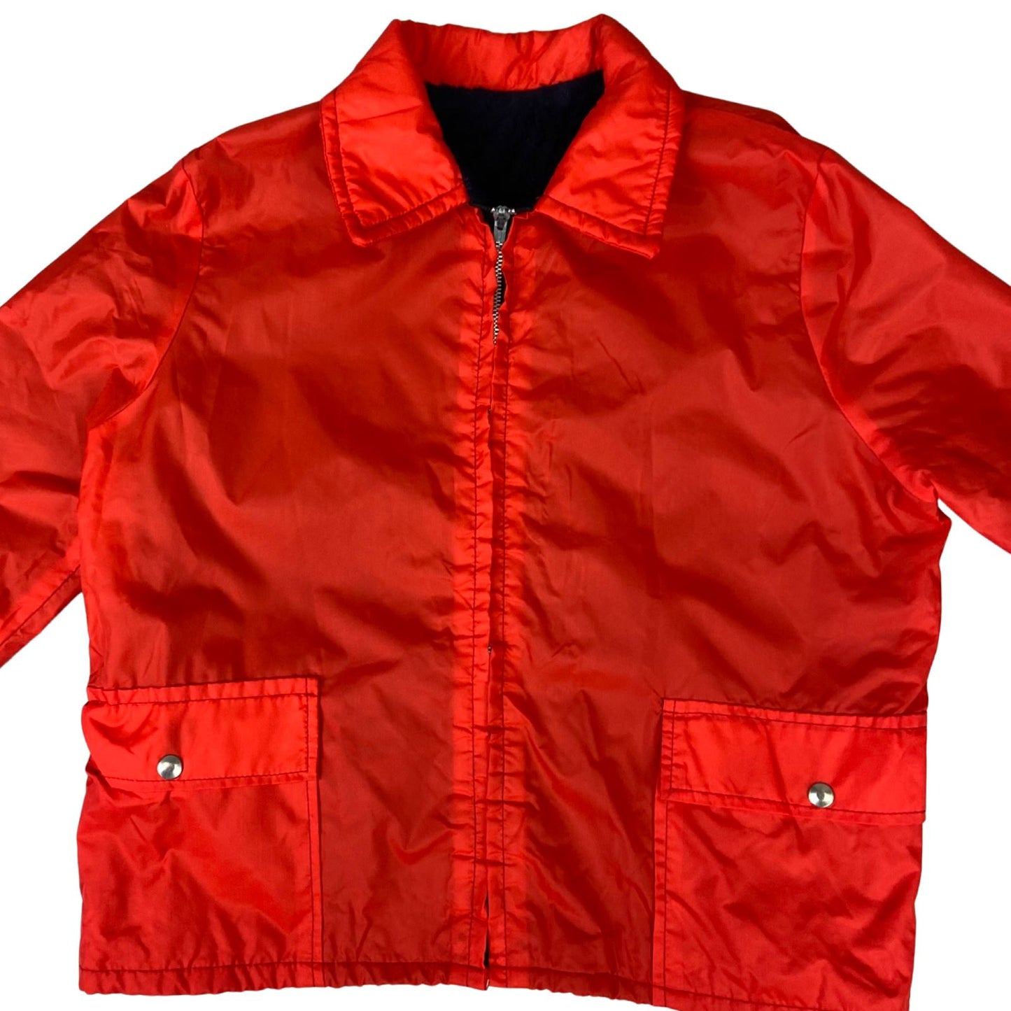 VTG 1970s USA FURRY LINED NYLON ZIP SURFER JACKET WINDBREAKER BOMBER SURF 38” S
