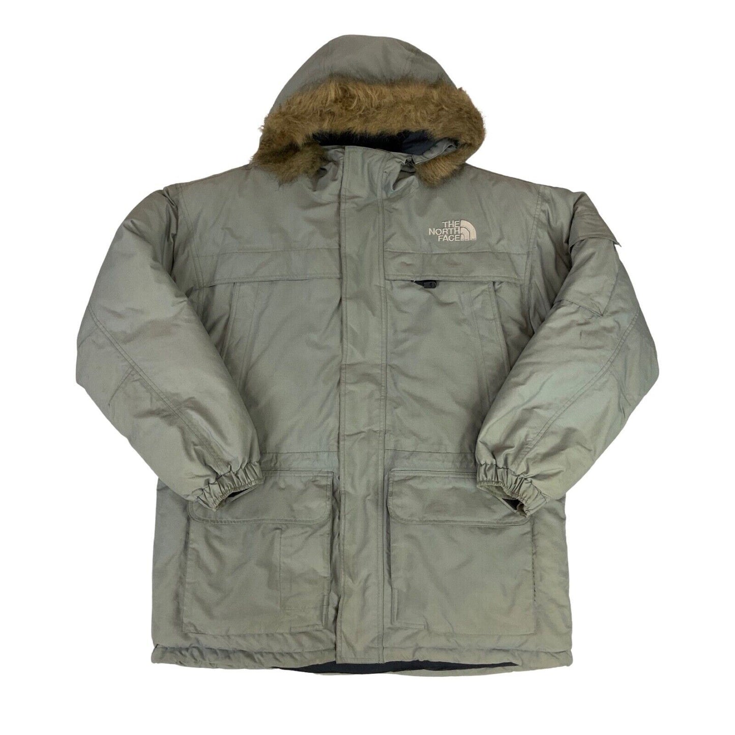 Vintage 00s Grey The North Face Goose Down Puffer Parka Hooded Coat XL