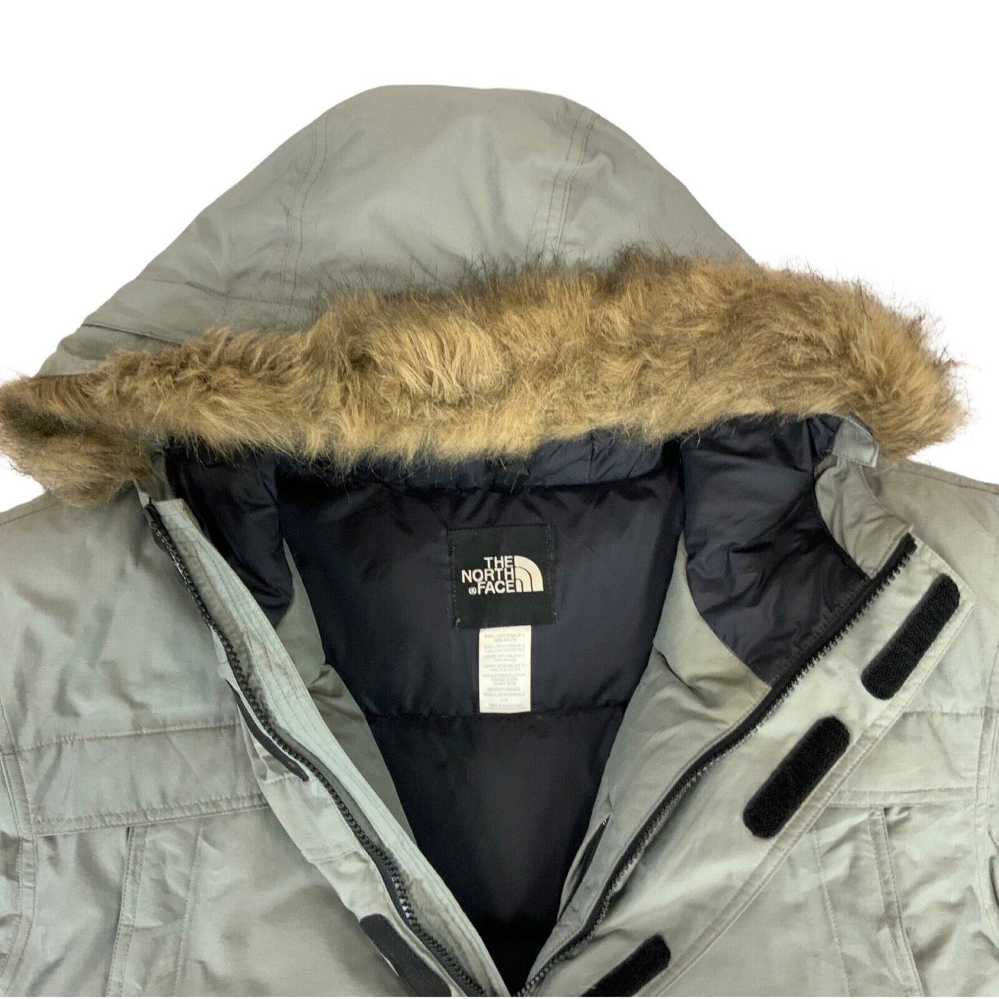 Vintage 00s Grey The North Face Goose Down Puffer Parka Hooded Coat XL