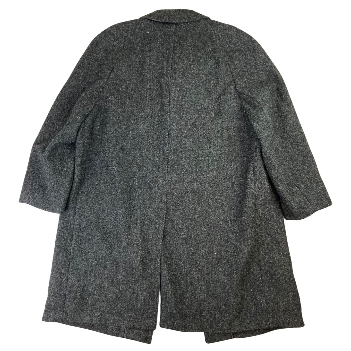 VTG 60s 70s GENUINE WOOL HARRIS TWEED MENS OVERCOAT DAPPER CHARCOAL 48 XL