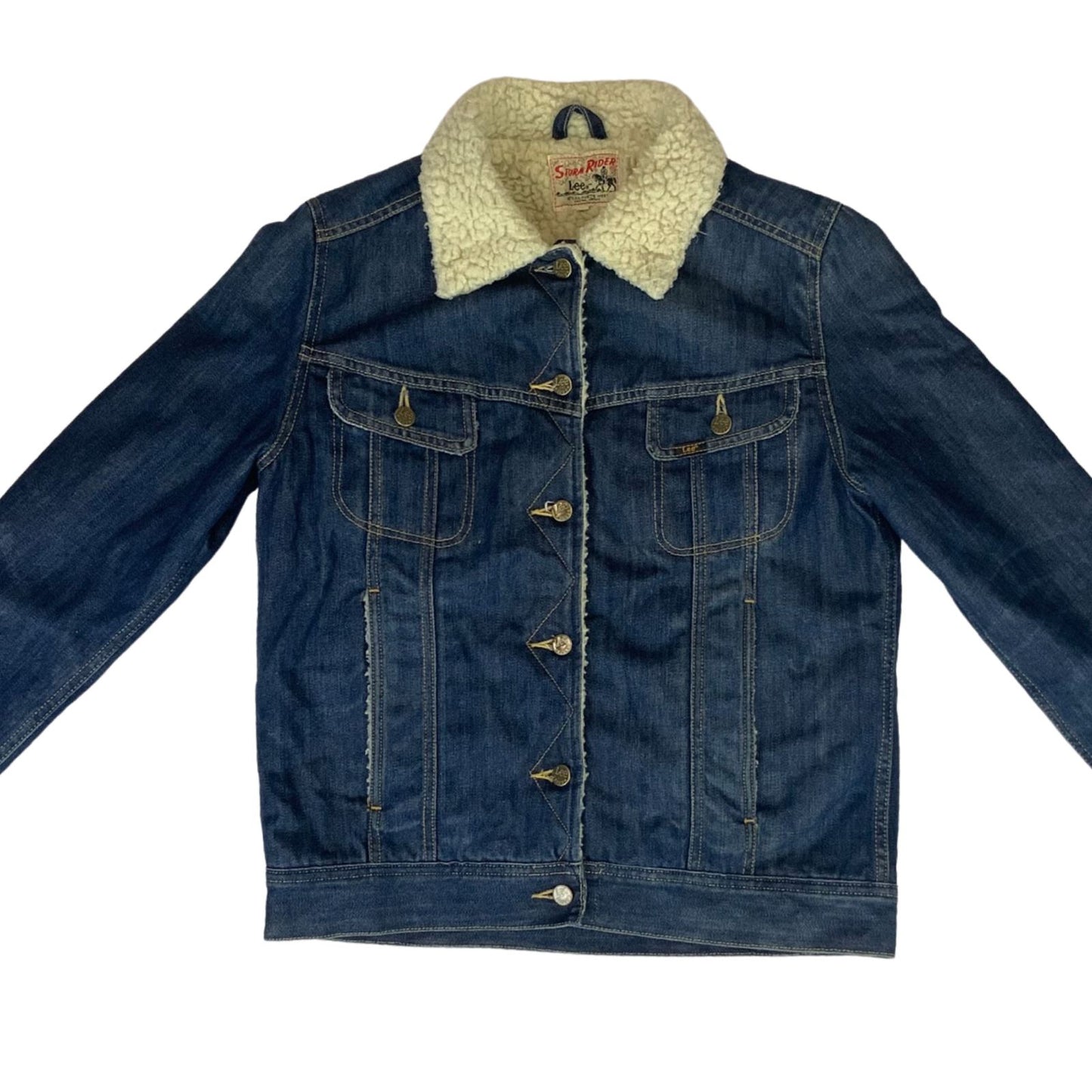 VTG LEE STORM RIDER SHERPA LINED DENIM BARN JACKET ROCKABILLY WESTERN 44” (40)