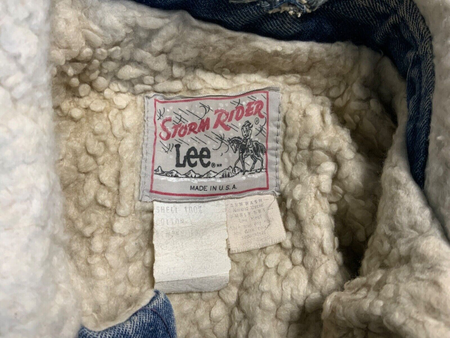 VTG 1960s LEE STORM RIDER WESTERN SHERPA DENIM BARN JACKET ROCKABILLY 46” (42) L