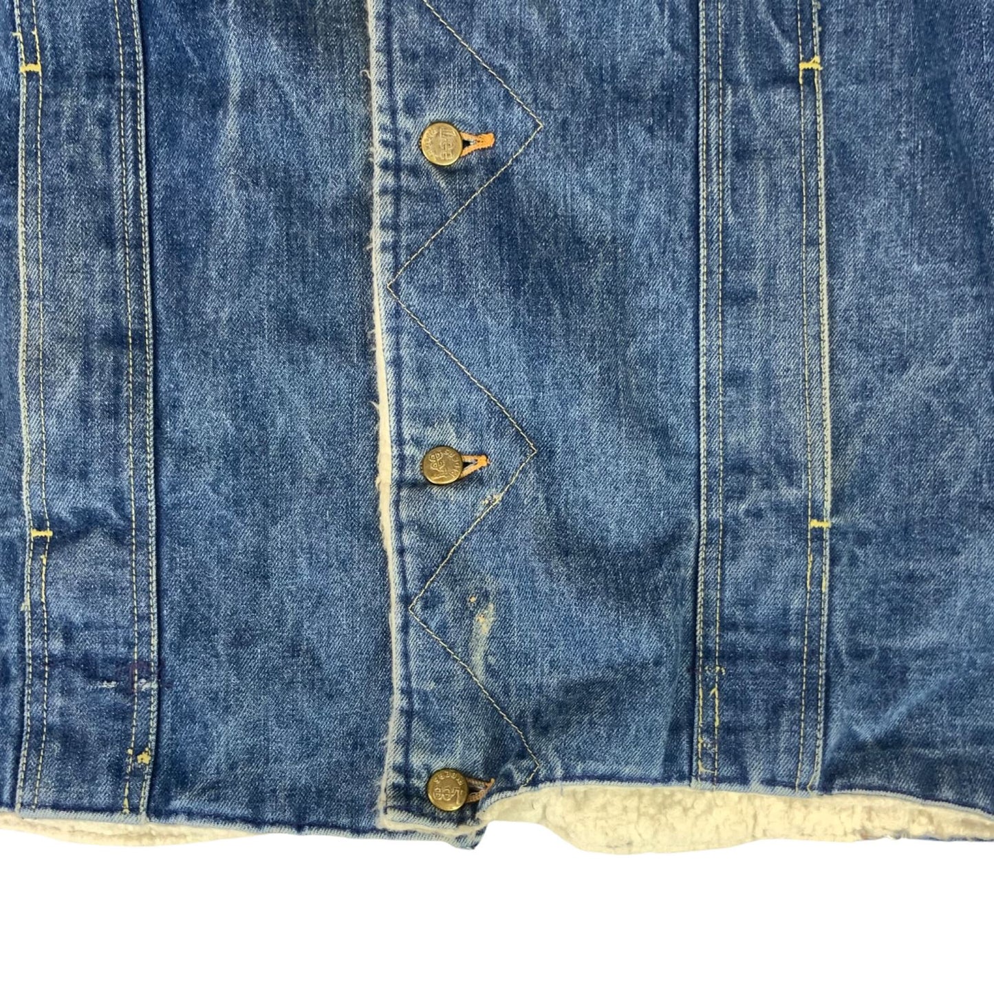 VTG 1960s LEE STORM RIDER WESTERN SHERPA DENIM BARN JACKET ROCKABILLY 46” (42) L