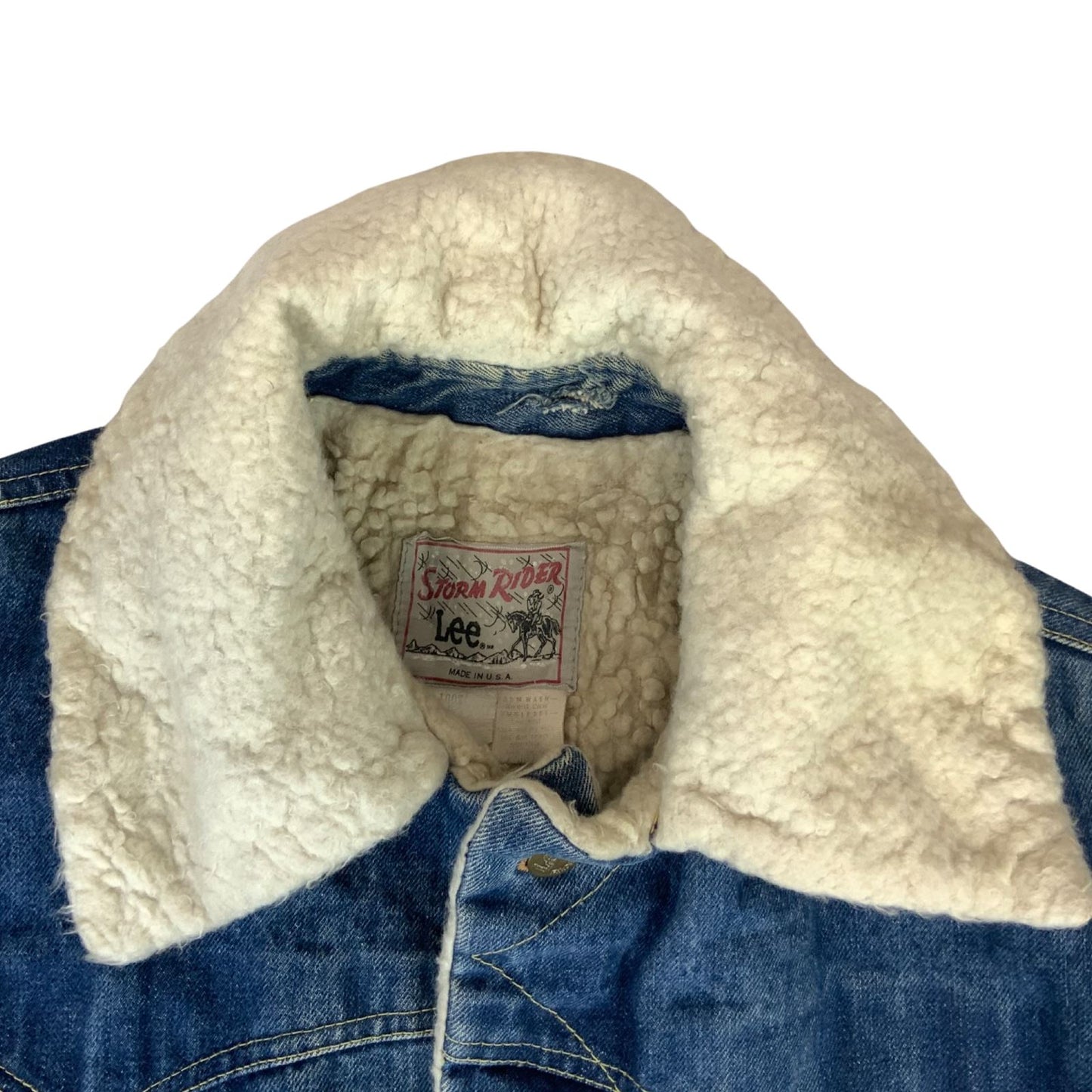 VTG 1960s LEE STORM RIDER WESTERN SHERPA DENIM BARN JACKET ROCKABILLY 46” (42) L