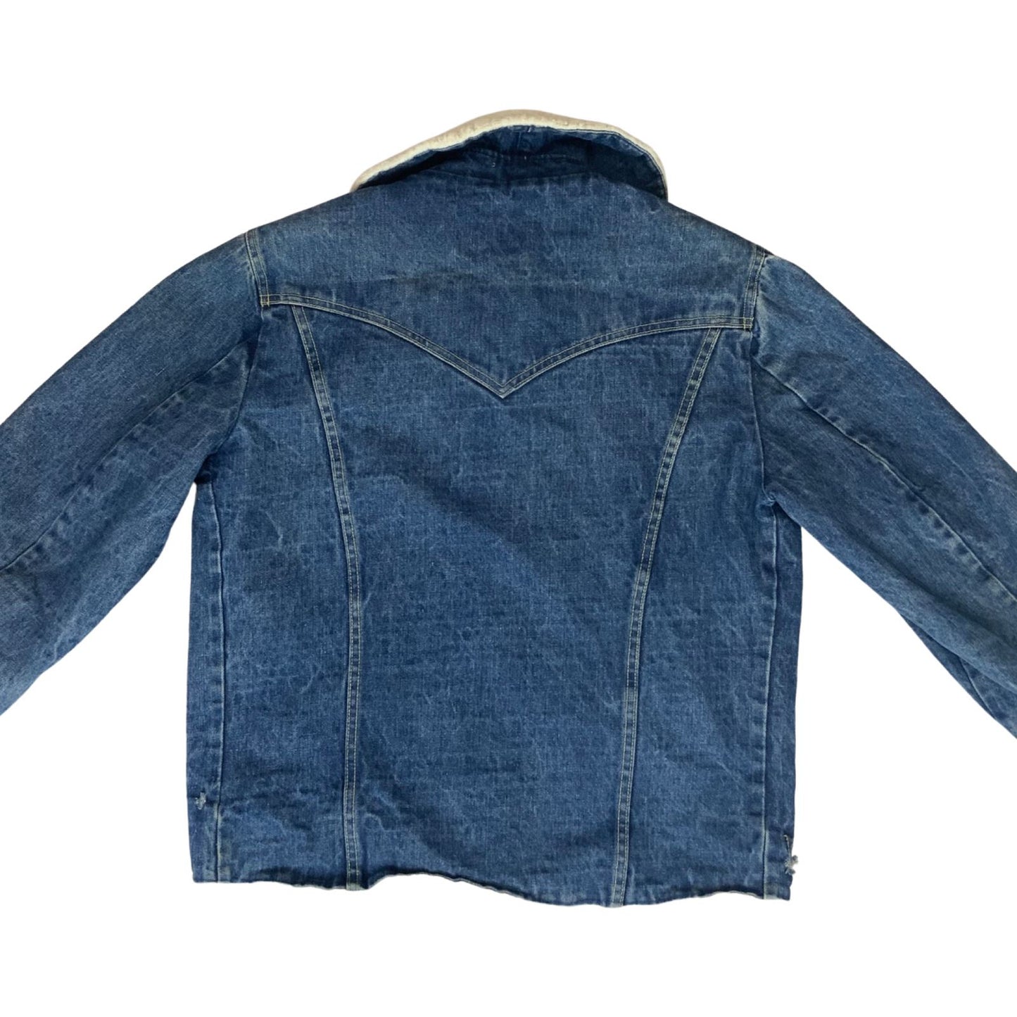 VTG 1960s LEE STORM RIDER WESTERN SHERPA DENIM BARN JACKET ROCKABILLY 46” (42) L