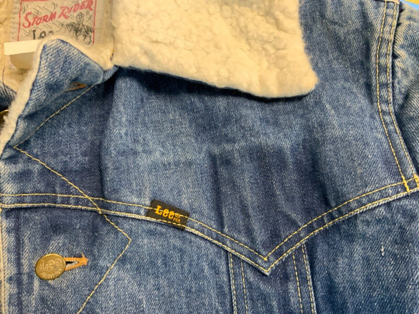 VTG 1960s LEE STORM RIDER WESTERN SHERPA DENIM BARN JACKET ROCKABILLY 46” (42) L