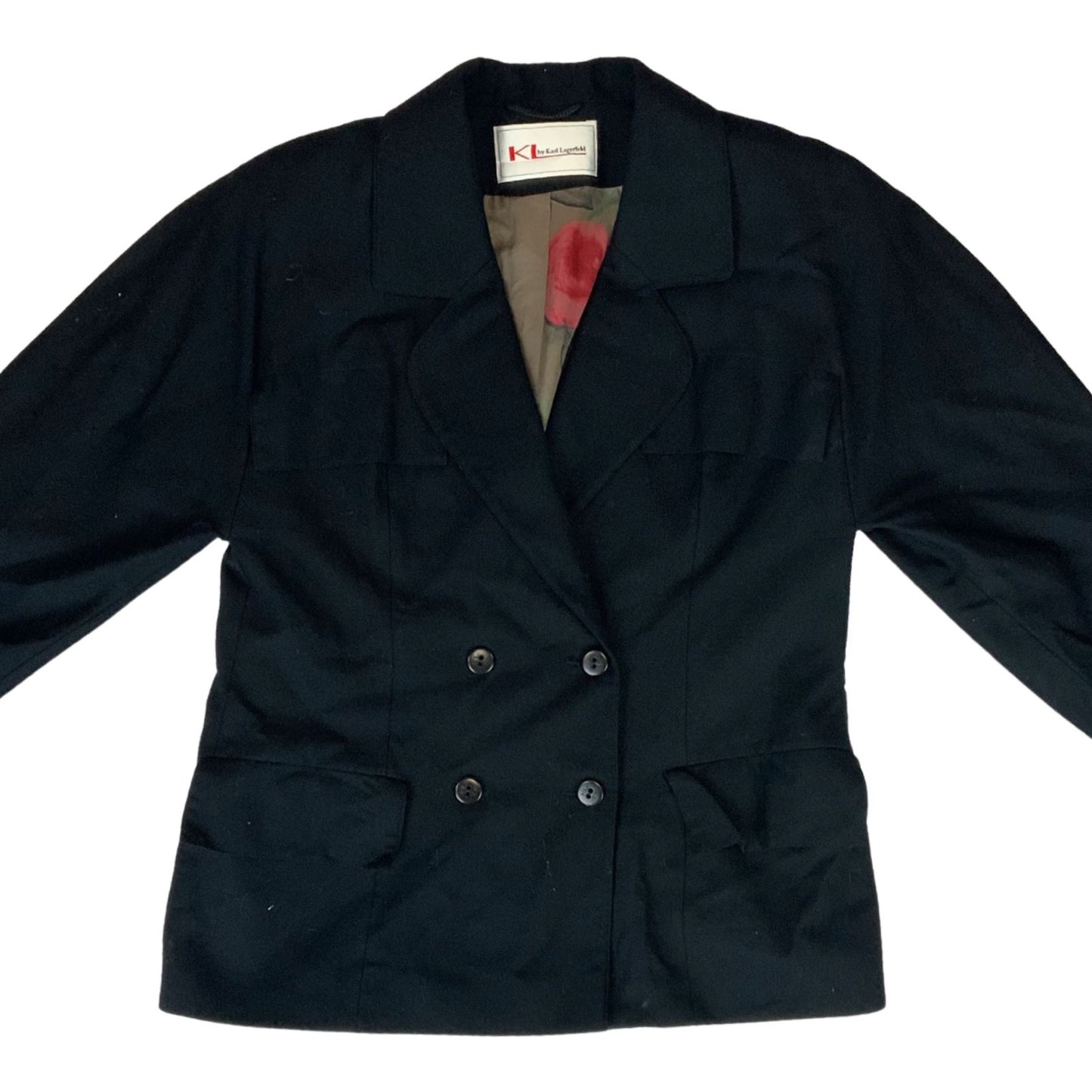 Vintage 90s Black Karl Lagerfeld Pure Wool Blazer 8 10 S