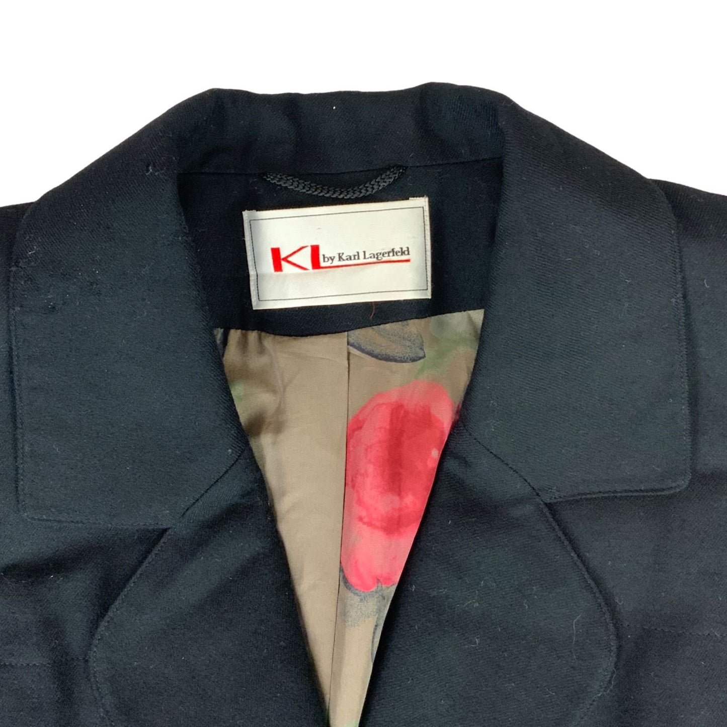 Vintage 90s Black Karl Lagerfeld Pure Wool Blazer 8 10 S