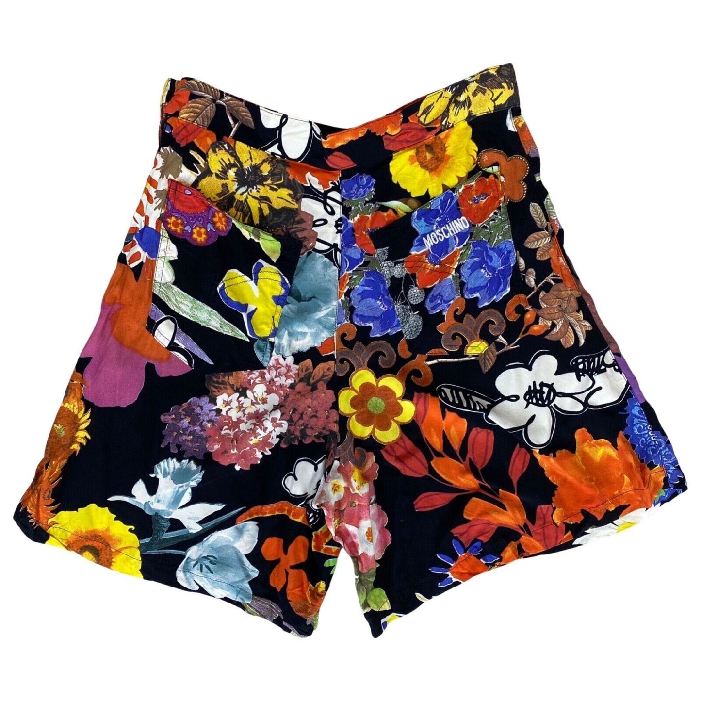 Vintage 80s 90s Black Moschino Jeans High Waisted Floral Shorts 8 10 S