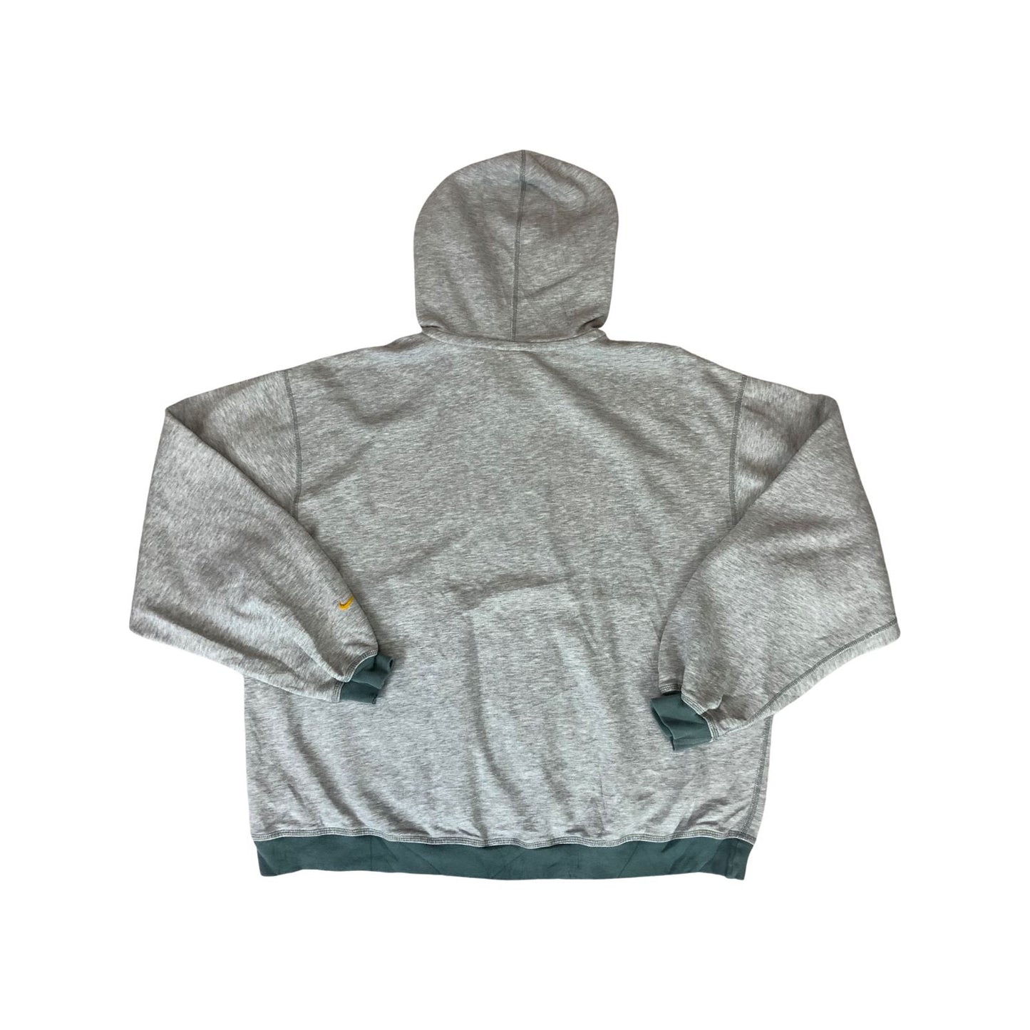 Vintage 90s Heather Grey Green Nike Spellout Embroidered Swoosh Hoodie Jumper XL