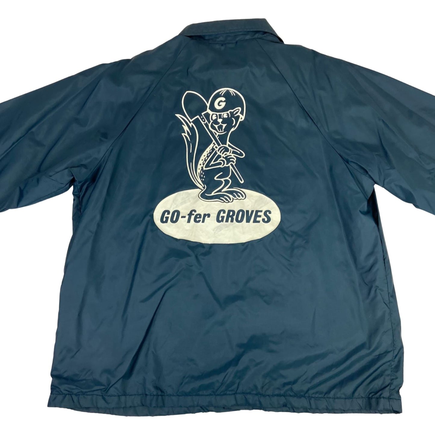 VTG 70s USA LINED NYLON WINDBREAKER WORKWEAR SURFER JACKET CHAINSTITCH 44” L