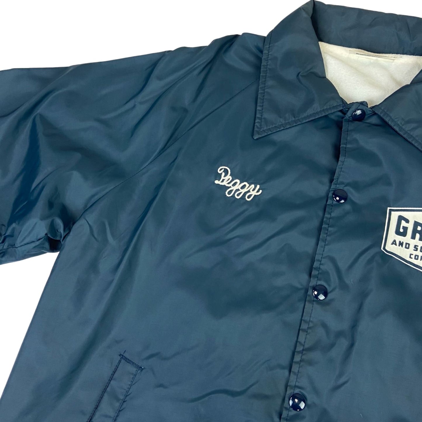 VTG 70s USA LINED NYLON WINDBREAKER WORKWEAR SURFER JACKET CHAINSTITCH 44” L