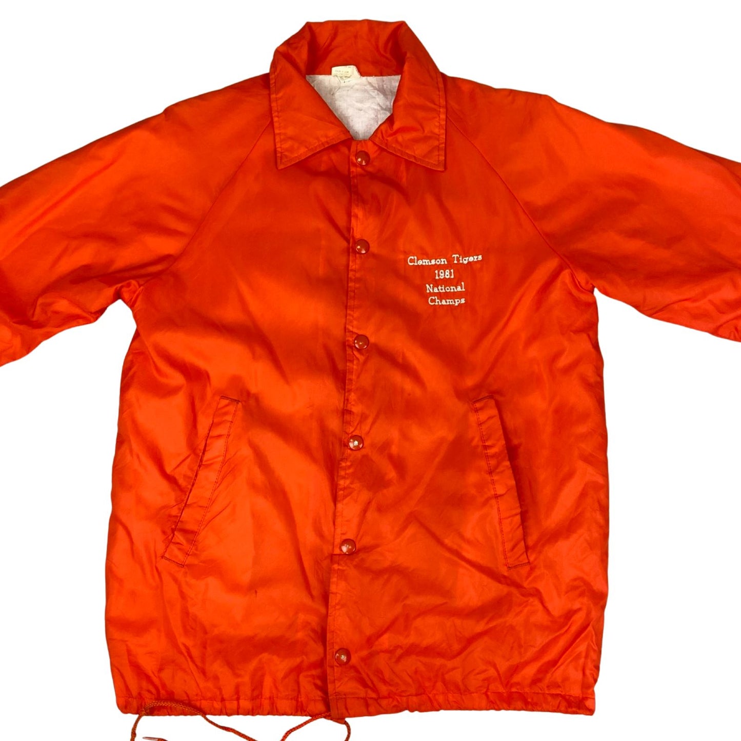 VTG USA CLEMSON TIGERS 1981 SPORT LINED NYLON WINDBREAKER SURFER JACKET 36” S
