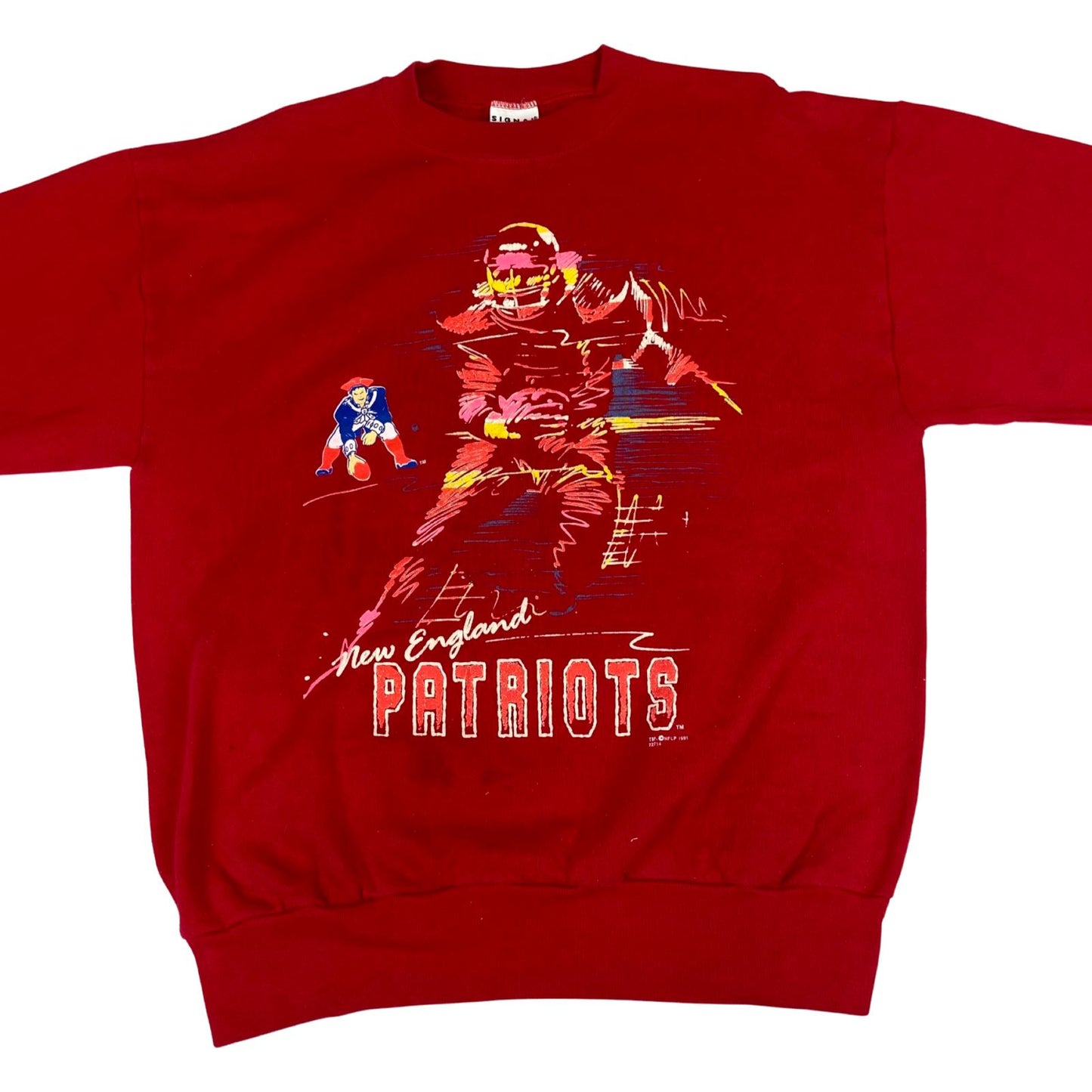 Vintage 1991 Red Signal Sports New England Patriots NFL Crewneck Sweater XL