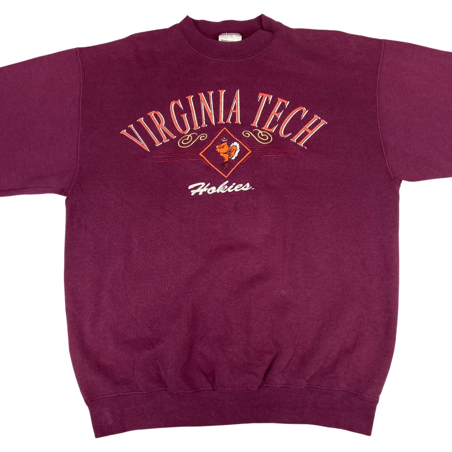 Vintage 90s Burgundy Virginia Tech Hokies NCAA Crewneck Sweatshirt Large