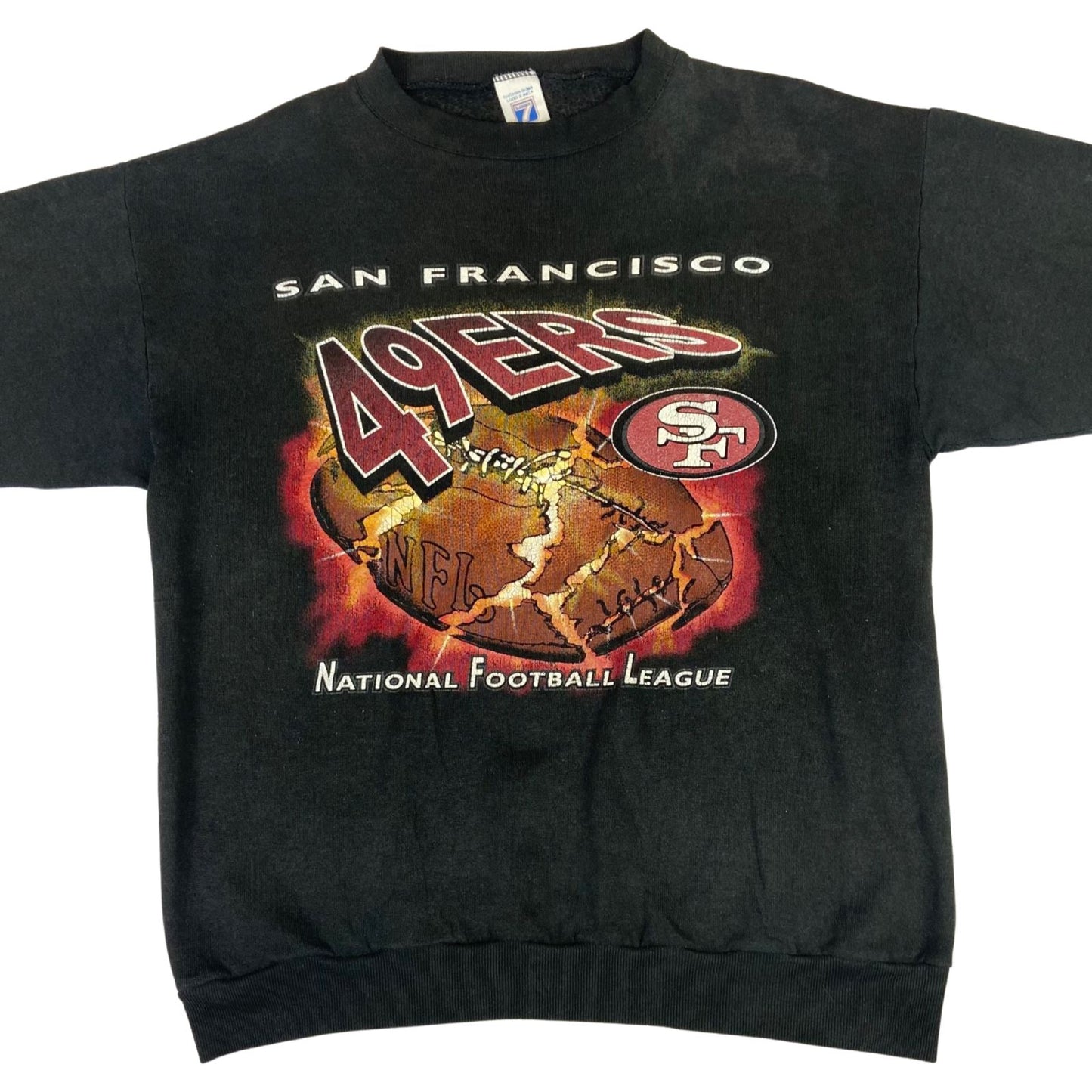 Vintage 90's Black Logo 7 San Francisco 49ers NFL Crewneck Sweatshirt Medium
