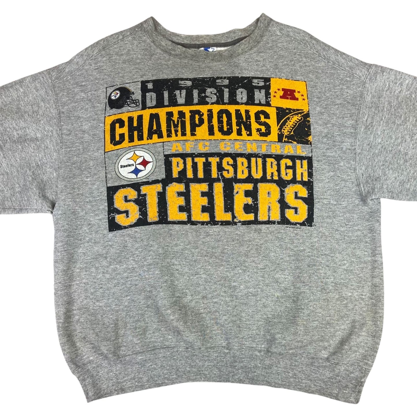 Vintage 1995 Grey Starter Pittsburgh Steelers NFL Crewneck Sweatshirt Large