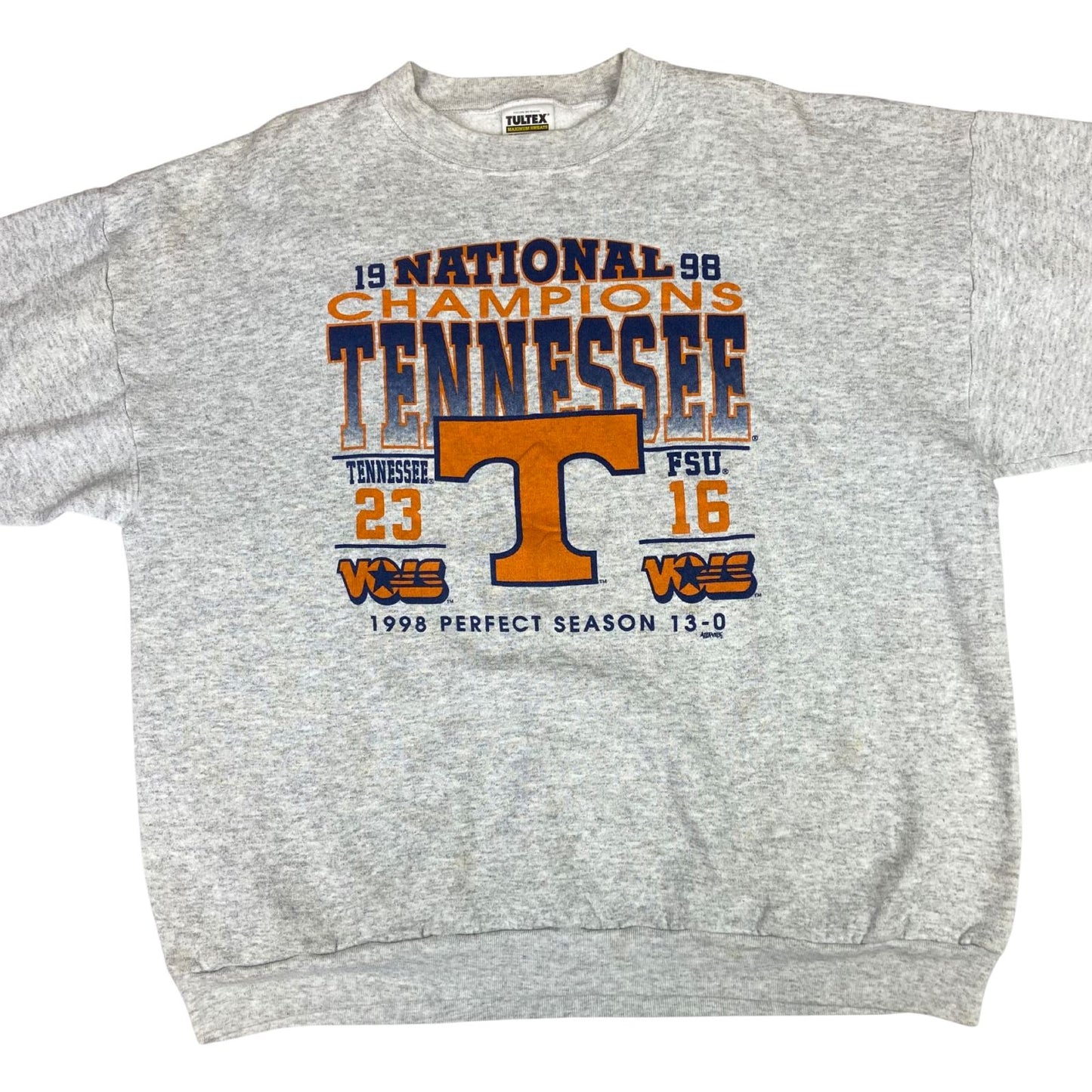 Vintage 1998 Grey Tennessee Volunteers National Champions Crewneck Sweater 2XL
