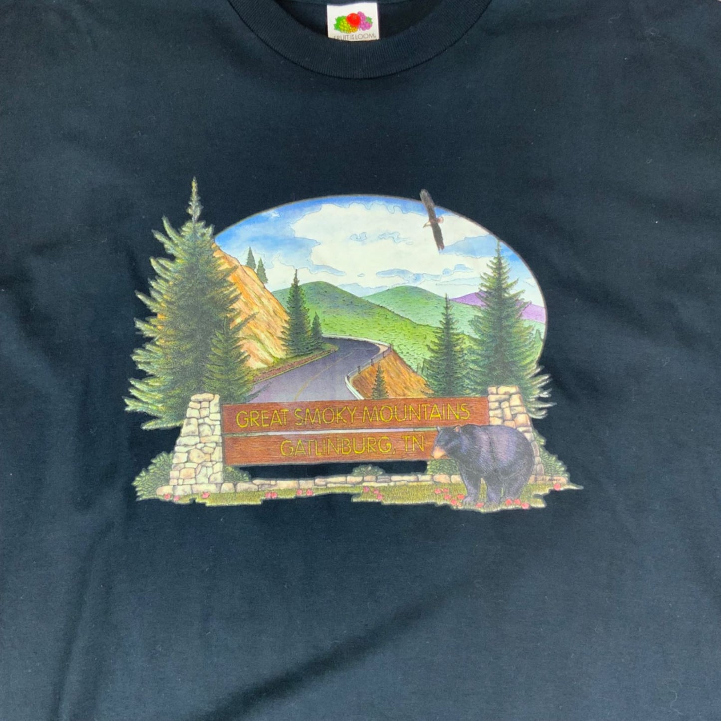 Vintage Early 00s Black Great Smoky Mountains Tourist Destination Graphic Tee XL