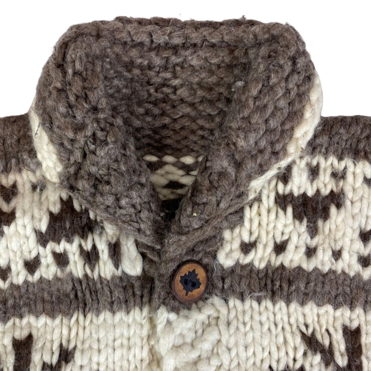 VTG NATIVE CANADIAN COWICHAN INDIAN HAND KNIT CARDIGAN ROCKABILLY HOT ROD 38”