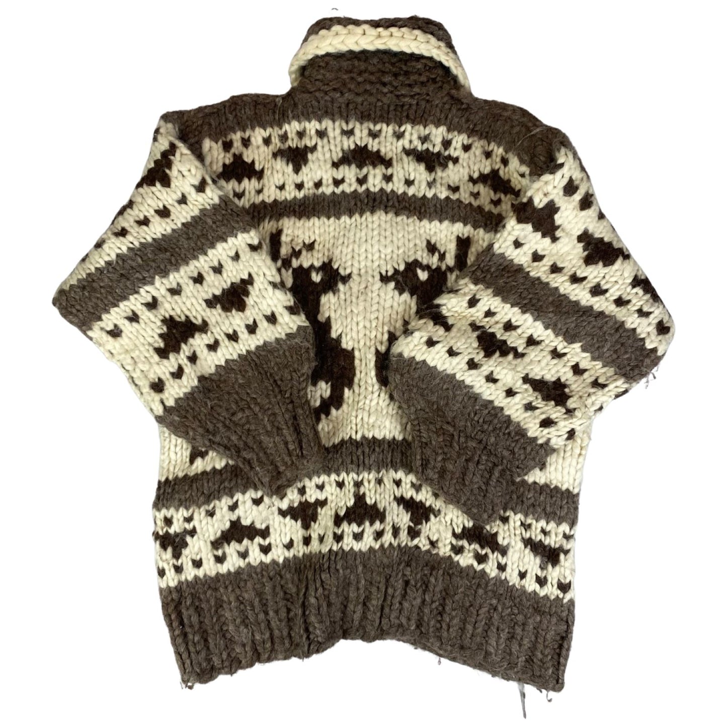VTG NATIVE CANADIAN COWICHAN INDIAN HAND KNIT CARDIGAN ROCKABILLY HOT ROD 38”