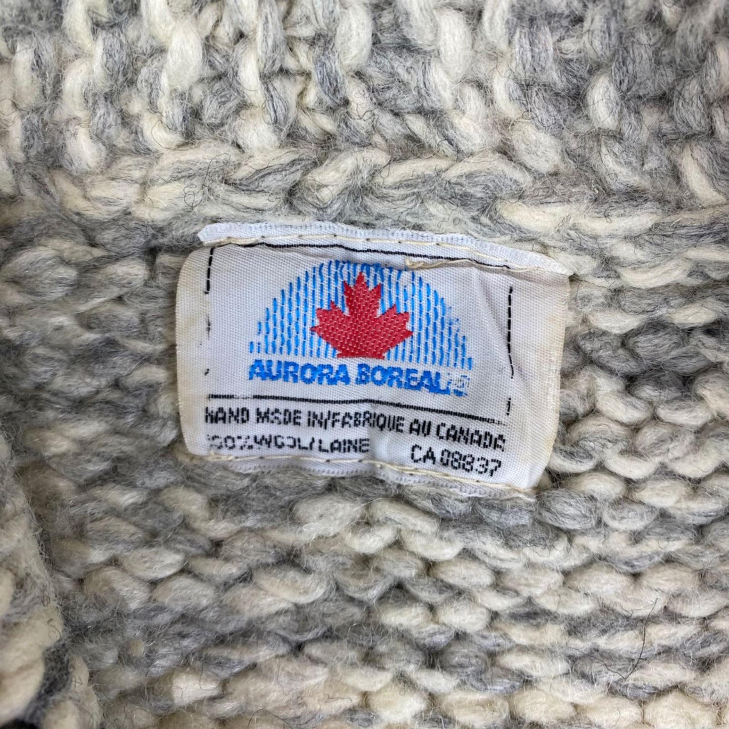 VTG NATIVE CANADIAN COWICHAN INDIAN HAND KNIT CARDIGAN ROCKABILLY HOT ROD 36” S