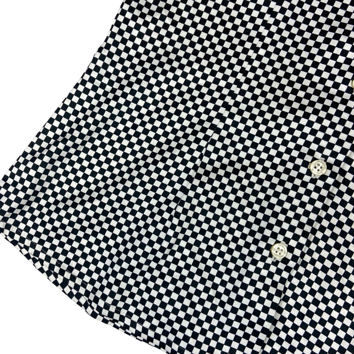 Vintage 90s White Black Overjoyed Chequered Button UP Blouse Shirt Top S 8/10