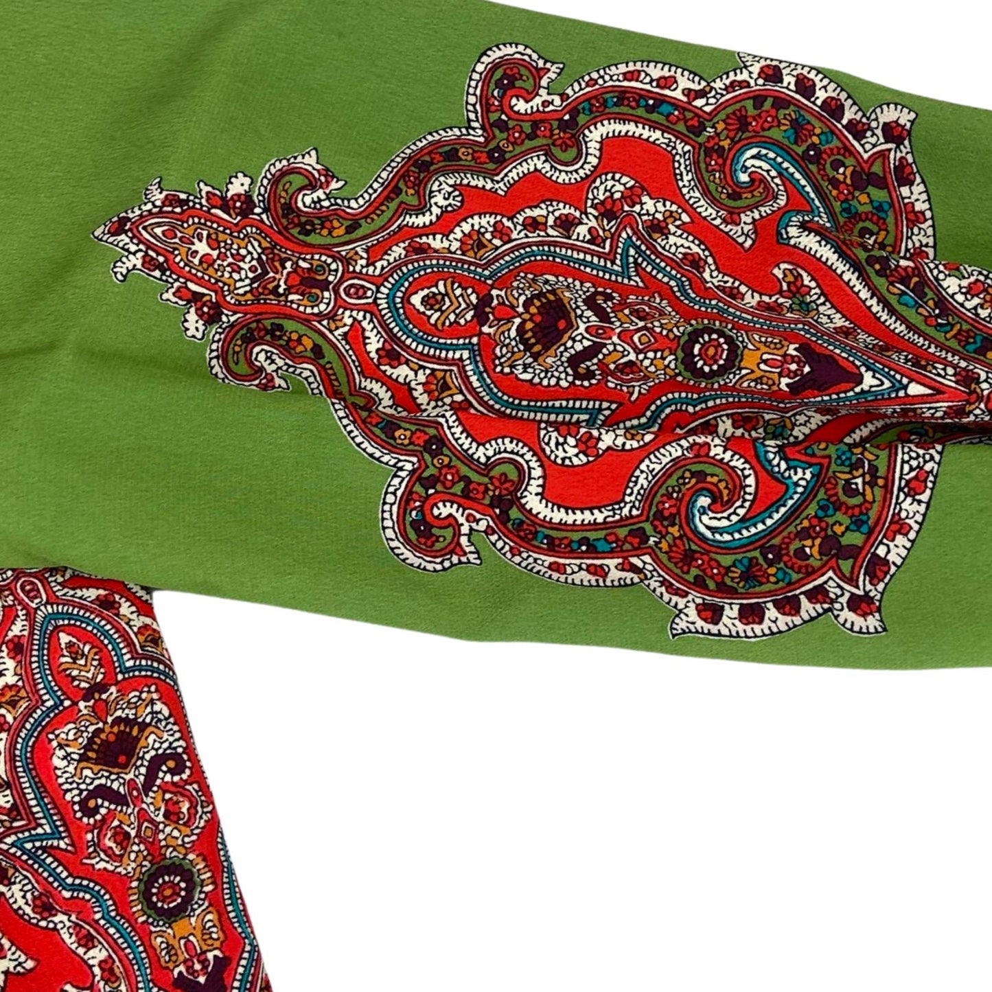 Vintage 90s RARE Green Jean Paul Gaultier Designer Button Up Paisley Blouse S