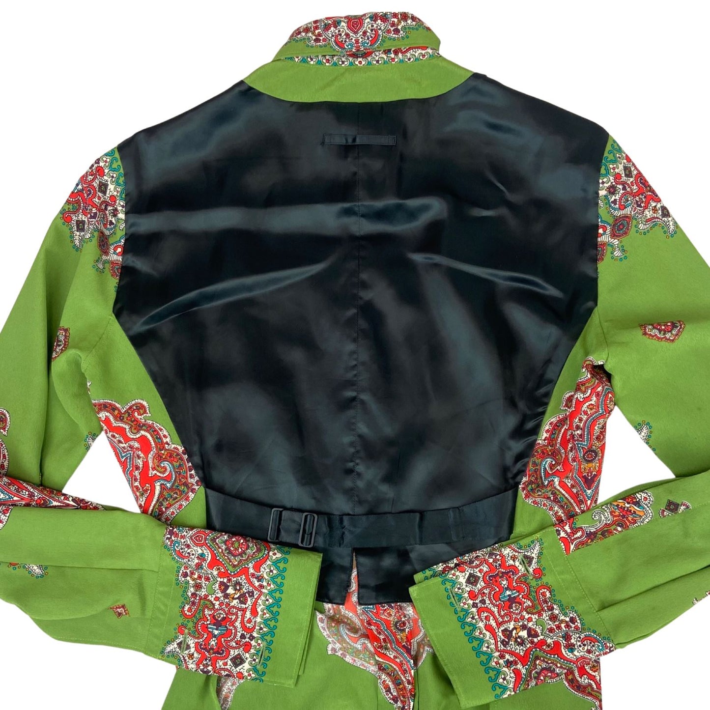 Vintage 90s RARE Green Jean Paul Gaultier Designer Button Up Paisley Blouse S