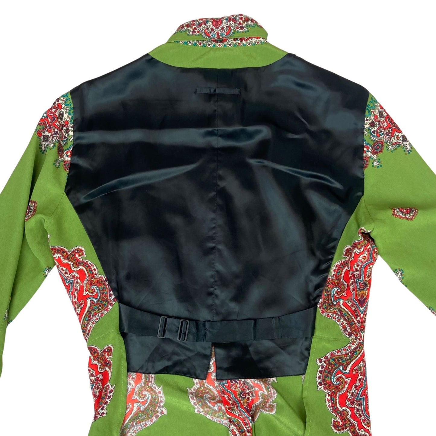 Vintage 90s RARE Green Jean Paul Gaultier Designer Button Up Paisley Blouse S