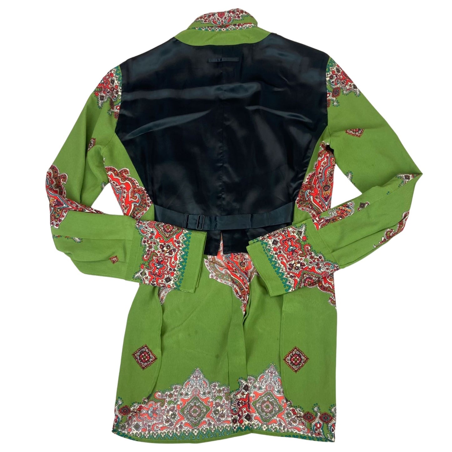 Vintage 90s RARE Green Jean Paul Gaultier Designer Button Up Paisley Blouse S