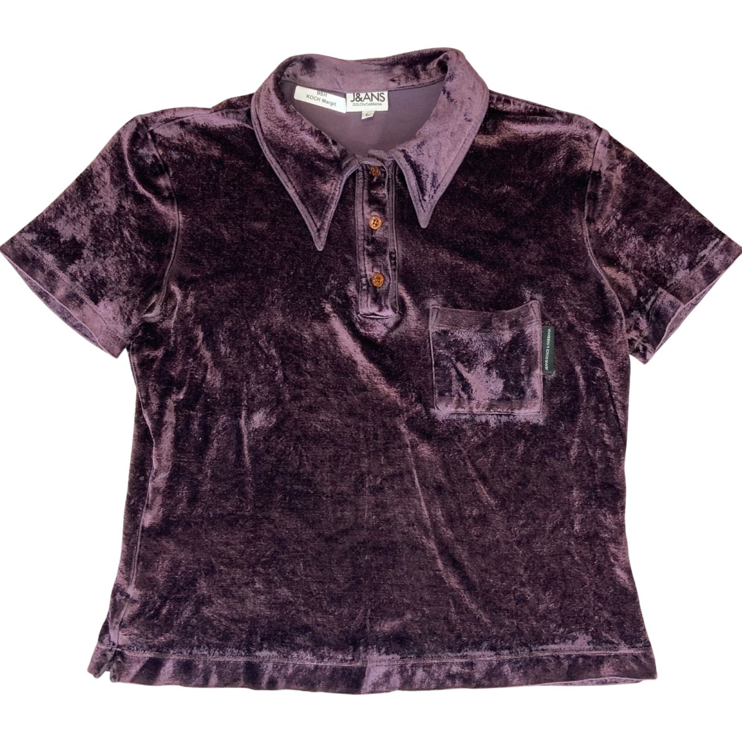 Vintage 90s 00s Purple Dolce & Gabbana Jeans Cropped Velvet Polo 8 10 S