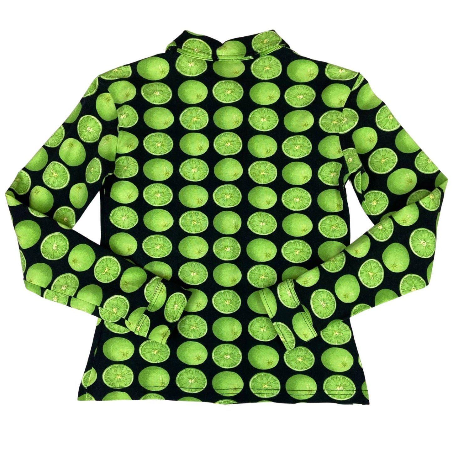 Vintage 90s Green Black Green Graphic Print Lime Snap Button Blouse 8 10 S