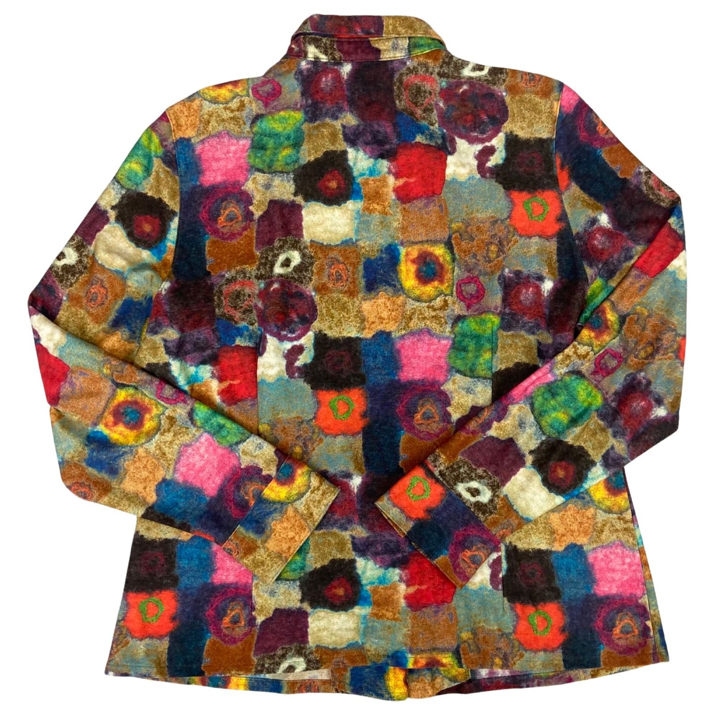 Vintage 80s 90s Multicoloured DoLee Abstract Patterned Button Up Blouse Shirt M