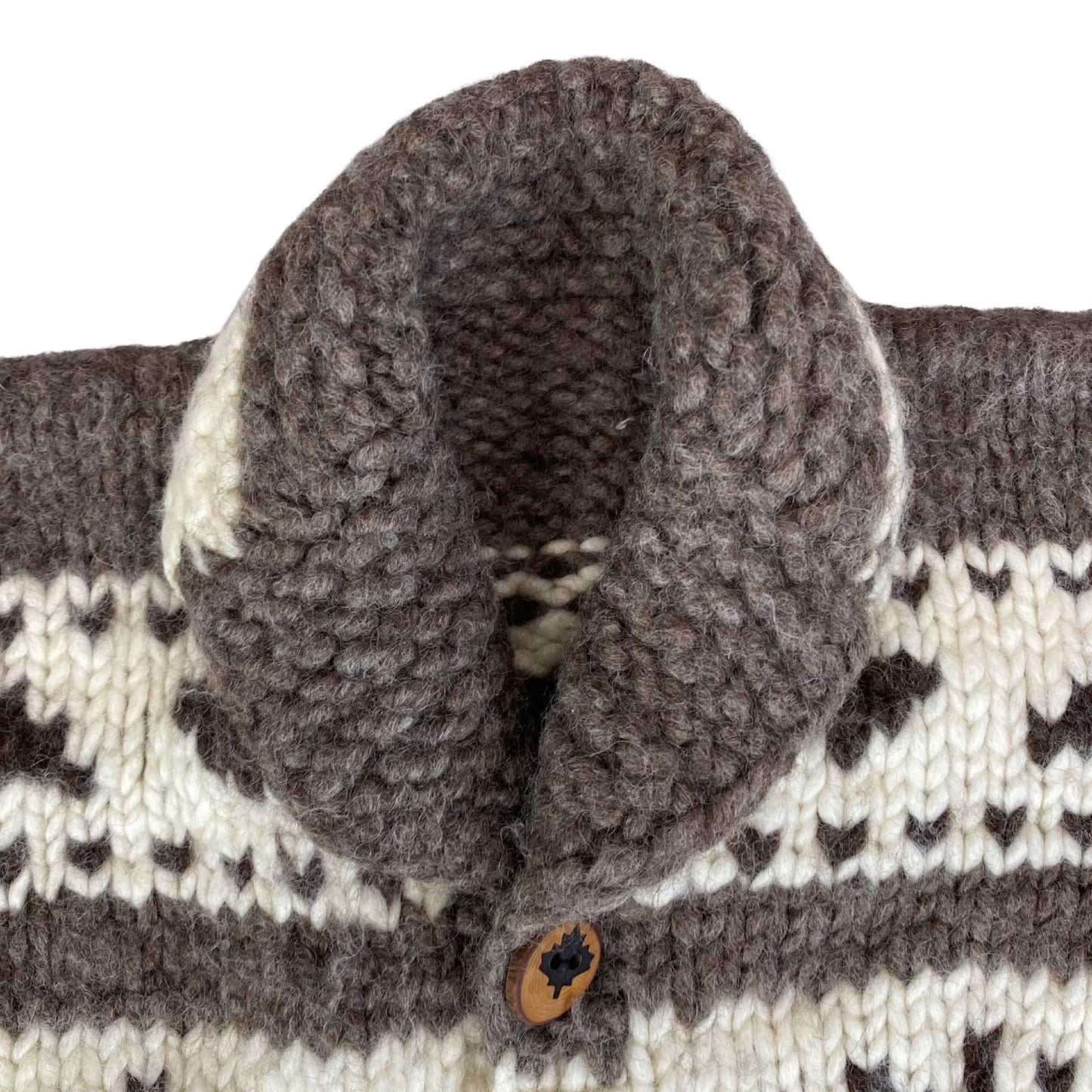 VTG NATIVE CANADIAN COWICHAN INDIAN HAND KNIT CARDIGAN ROCKABILLY HOT ROD S 38”