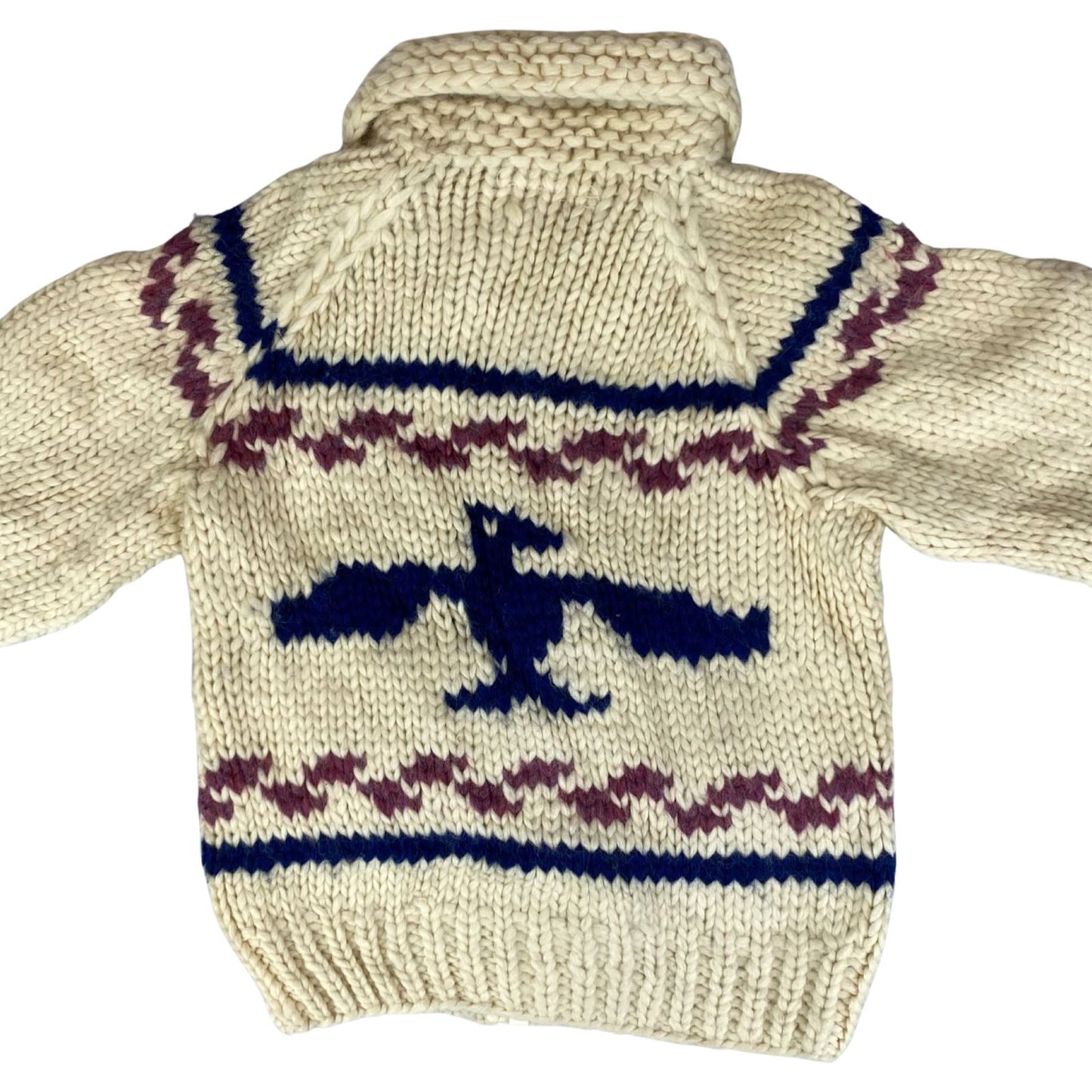 VTG KIDS CHILD NATIVE CANADIAN COWICHAN INDIAN HAND KNIT CARDIGAN ROCKABILLY 30’