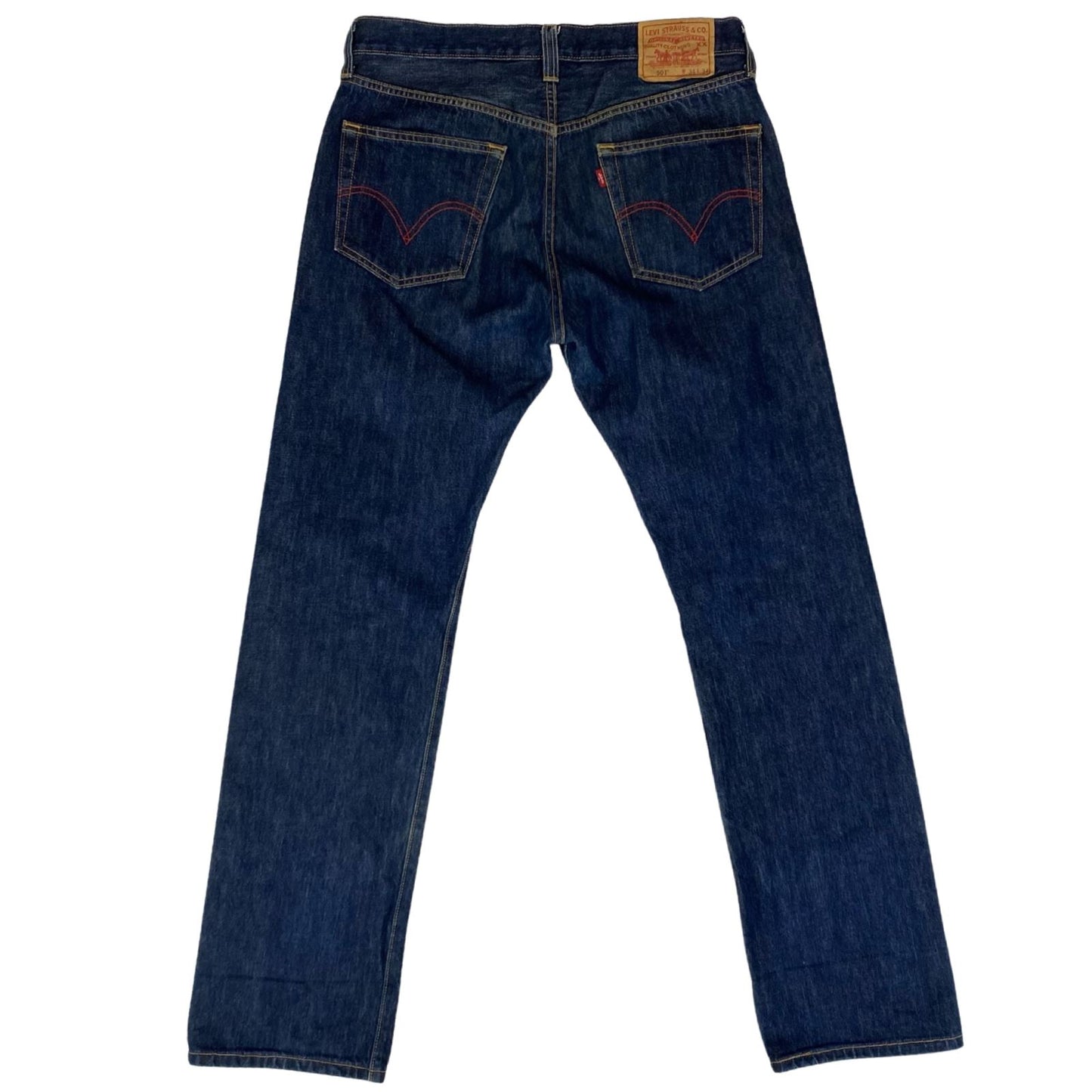 VTG LTD EDITION FACTORY LEAF SCREEN PRINTED LEVIS 501 INDIGO JEANS 34W 34L