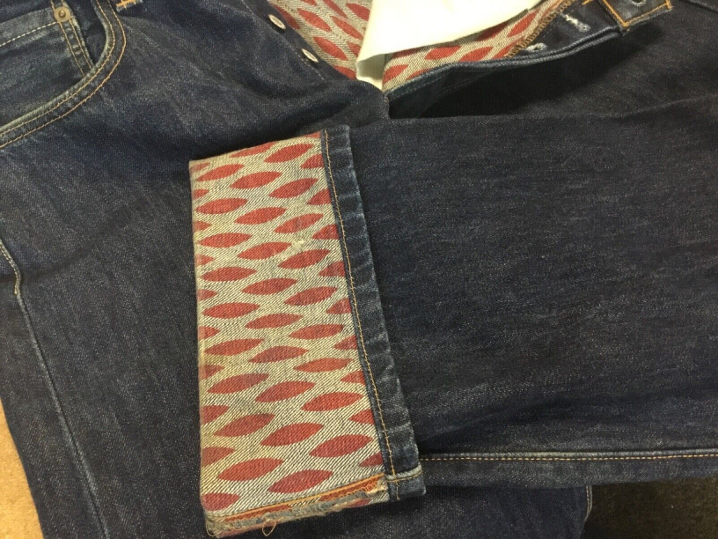 VTG LTD EDITION FACTORY LEAF SCREEN PRINTED LEVIS 501 INDIGO JEANS 34W 34L