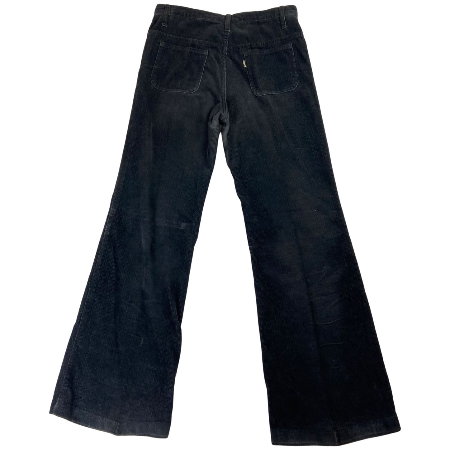 VTG 1970s BIG E MISS LEVIS LADIES CORDUROY CORDS FLARES BLACK GOLD TAB 30W 31L