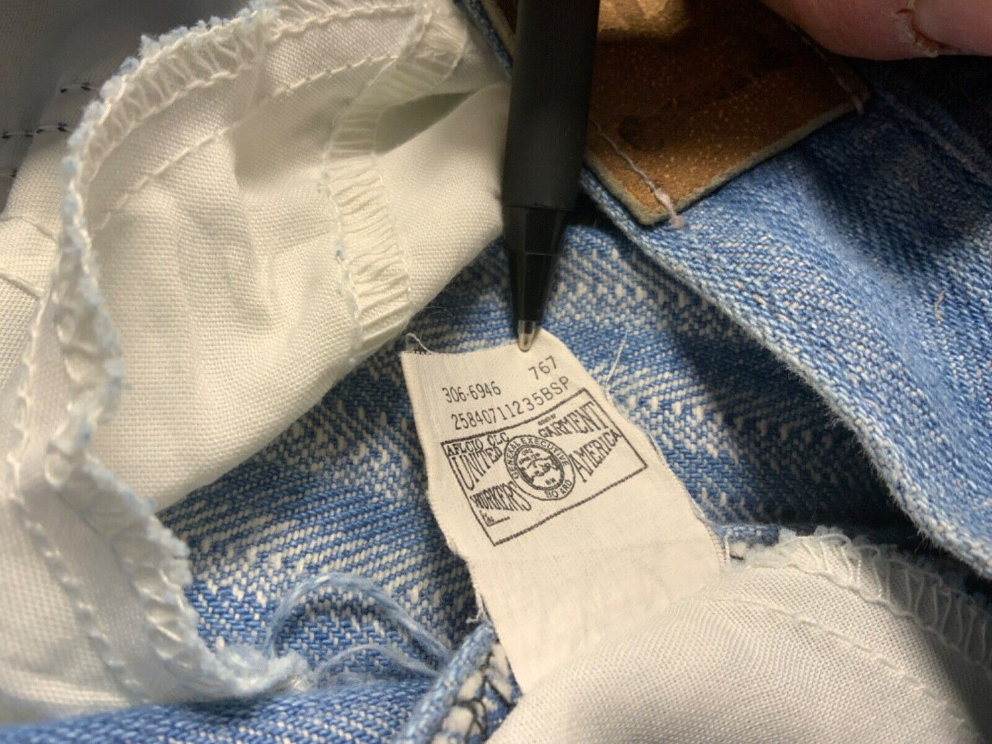 VTG USA UNION MADE LEE HERRINGBONE STRIPE DENIM HIGH WAIST JEANS WORKWEAR 28W 31