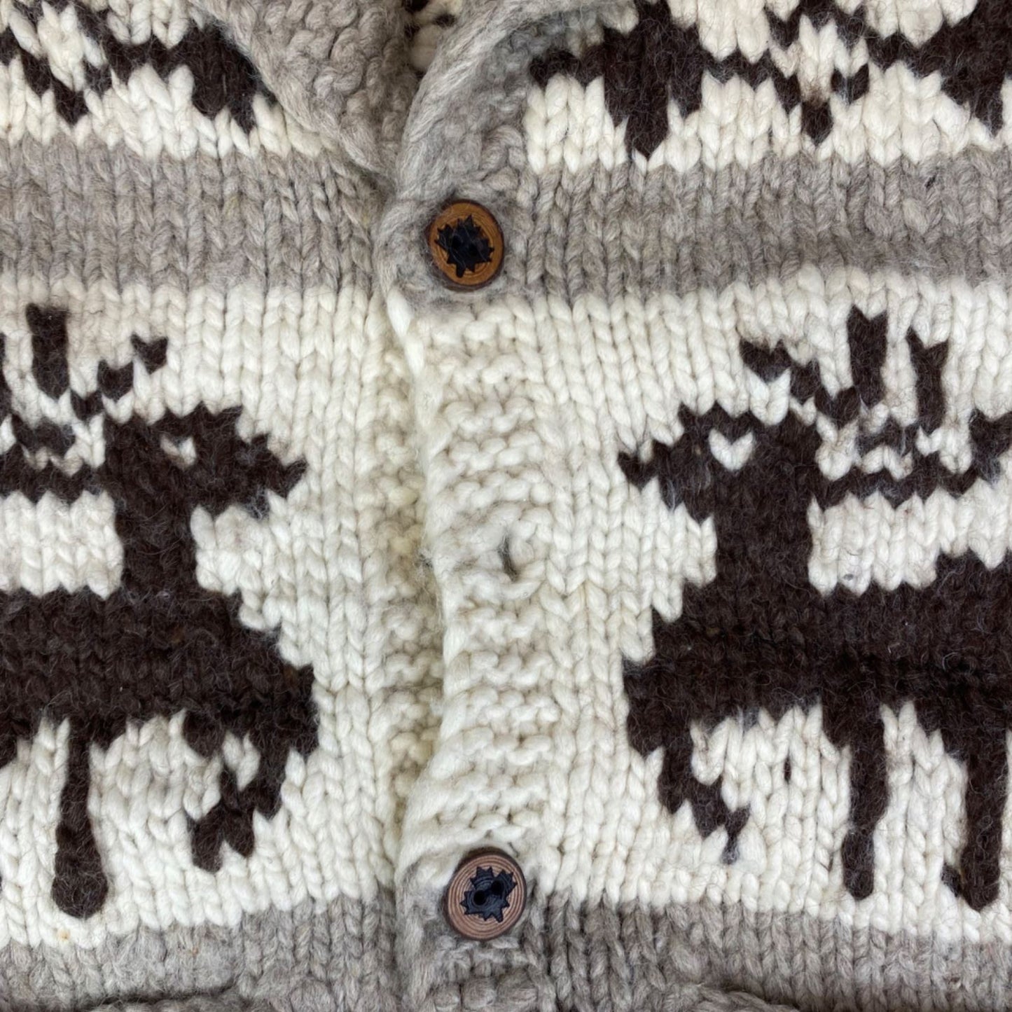 VTG NATIVE CANADIAN COWICHAN INDIAN HAND KNIT CARDIGAN ROCKABILLY HOT ROD S 36”