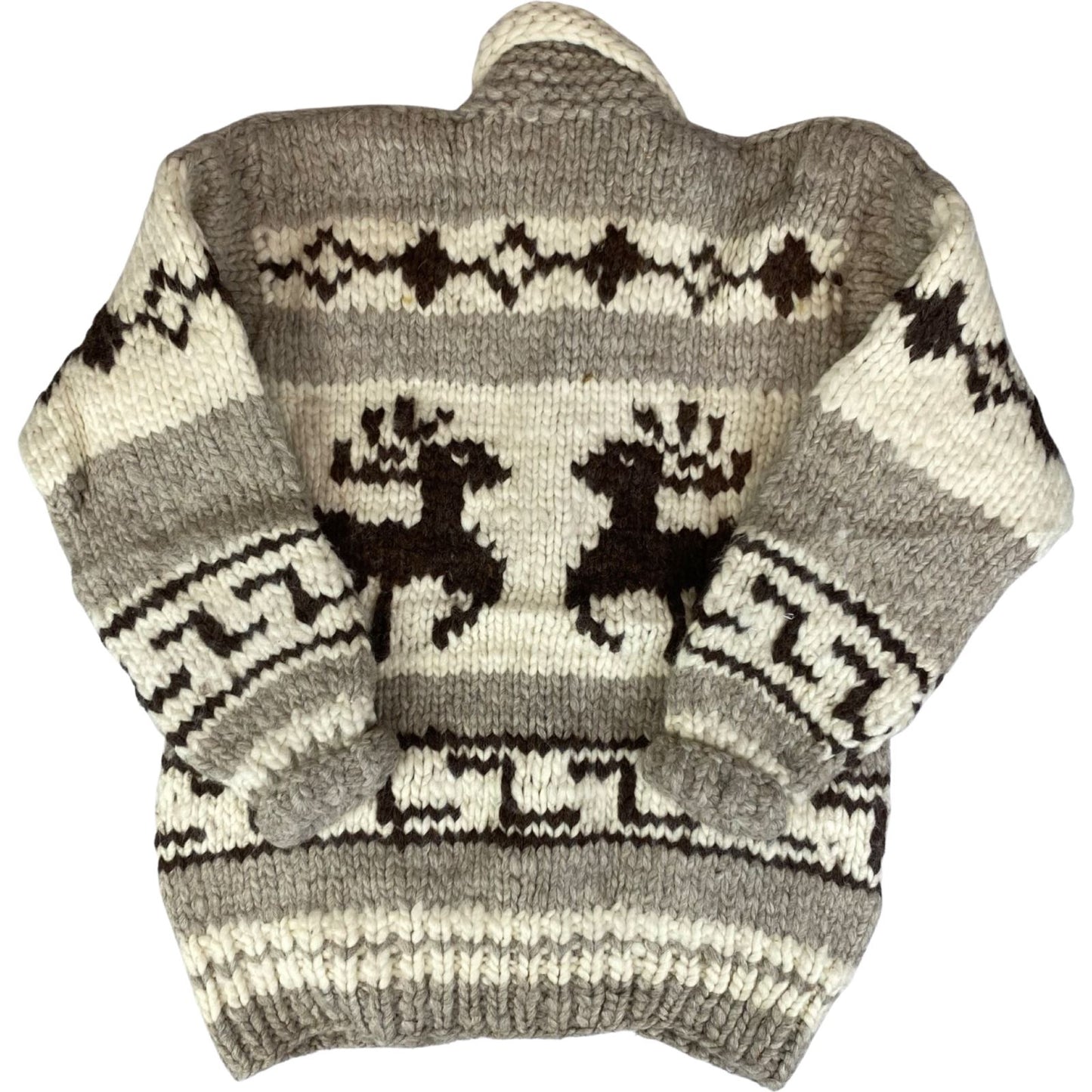 VTG NATIVE CANADIAN COWICHAN INDIAN HAND KNIT CARDIGAN ROCKABILLY HOT ROD S 36”