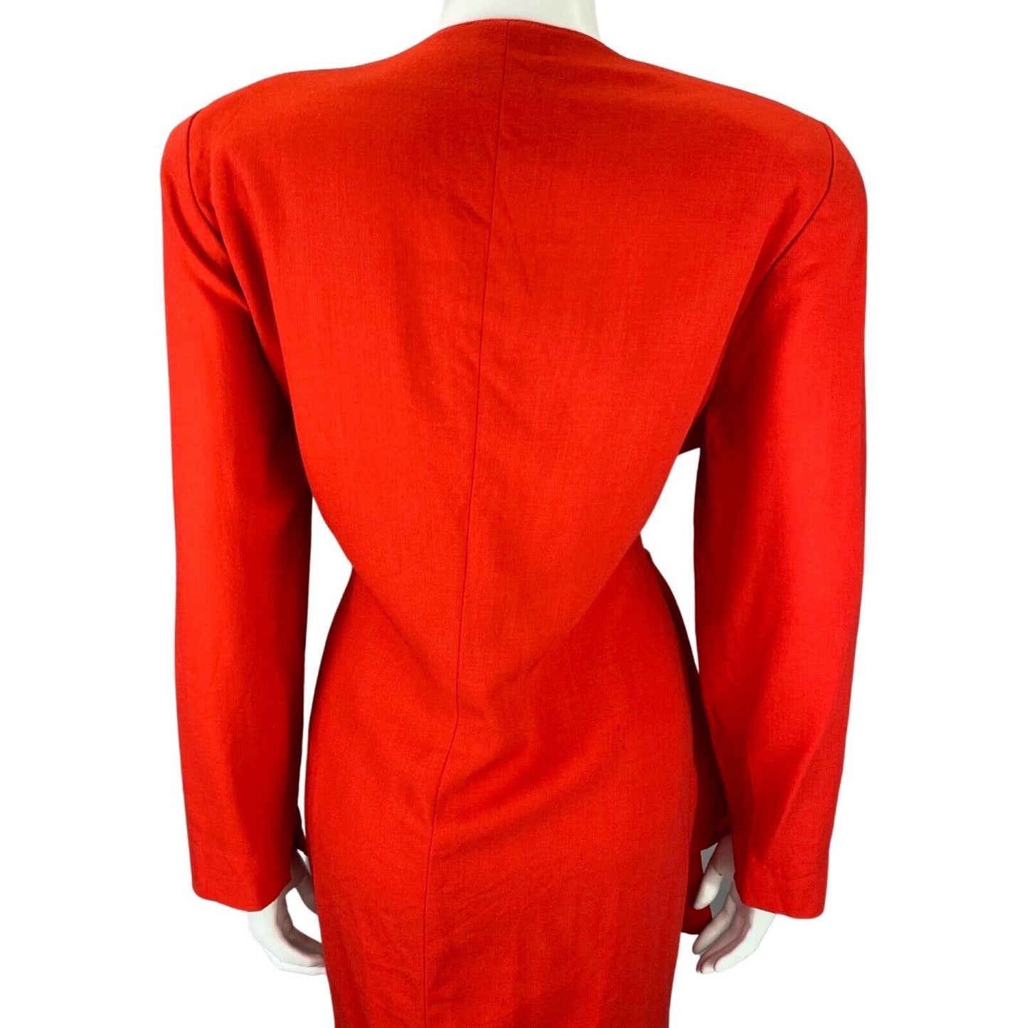 Vintage 80s Red Guy Laroche Working Girl Ruffle Suit Dress 12 14 M